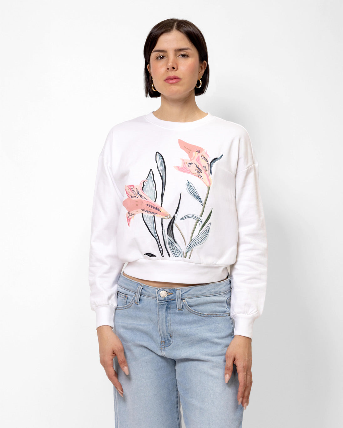 Sudadera estampado y bordado