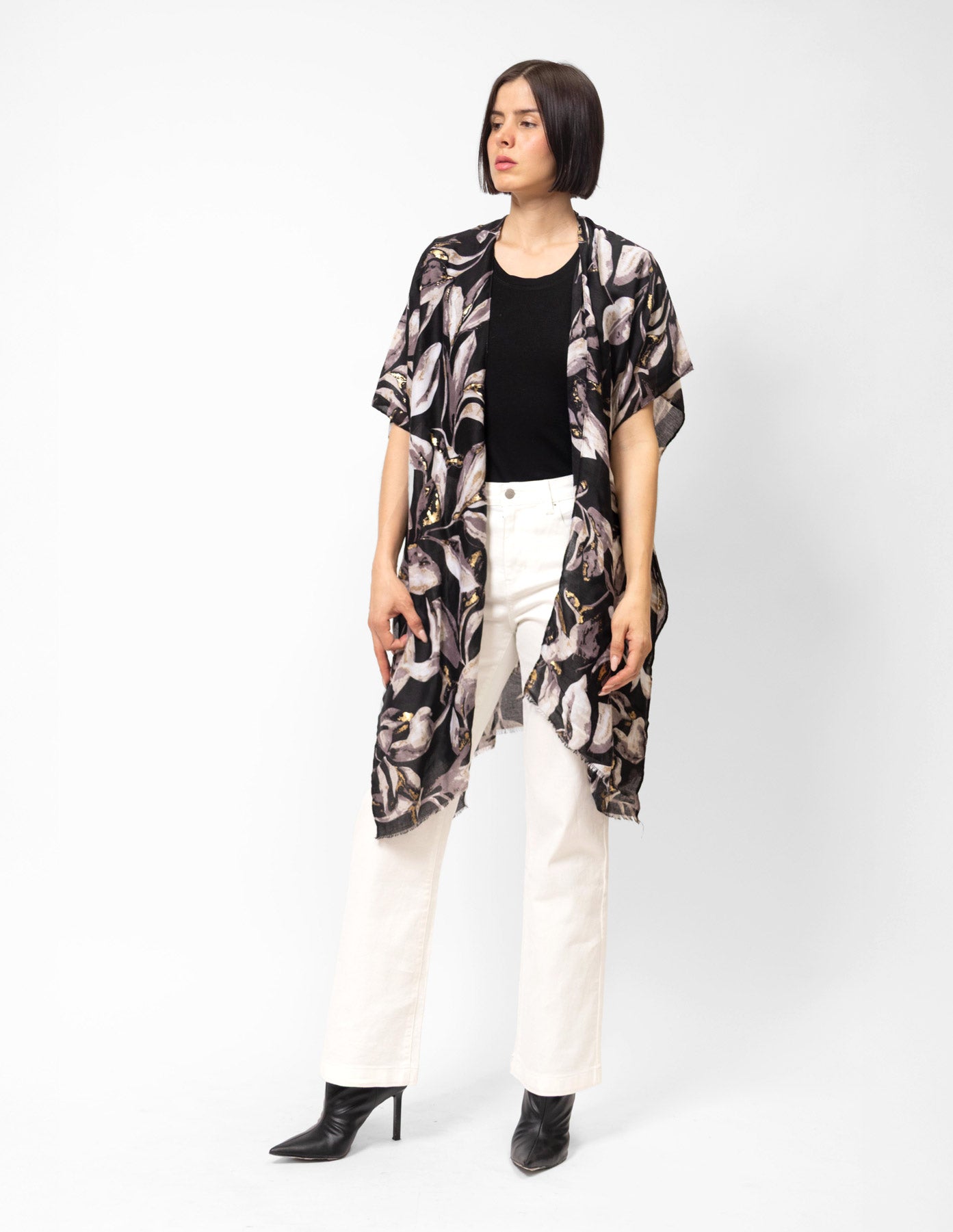 Kimono estampado negro
