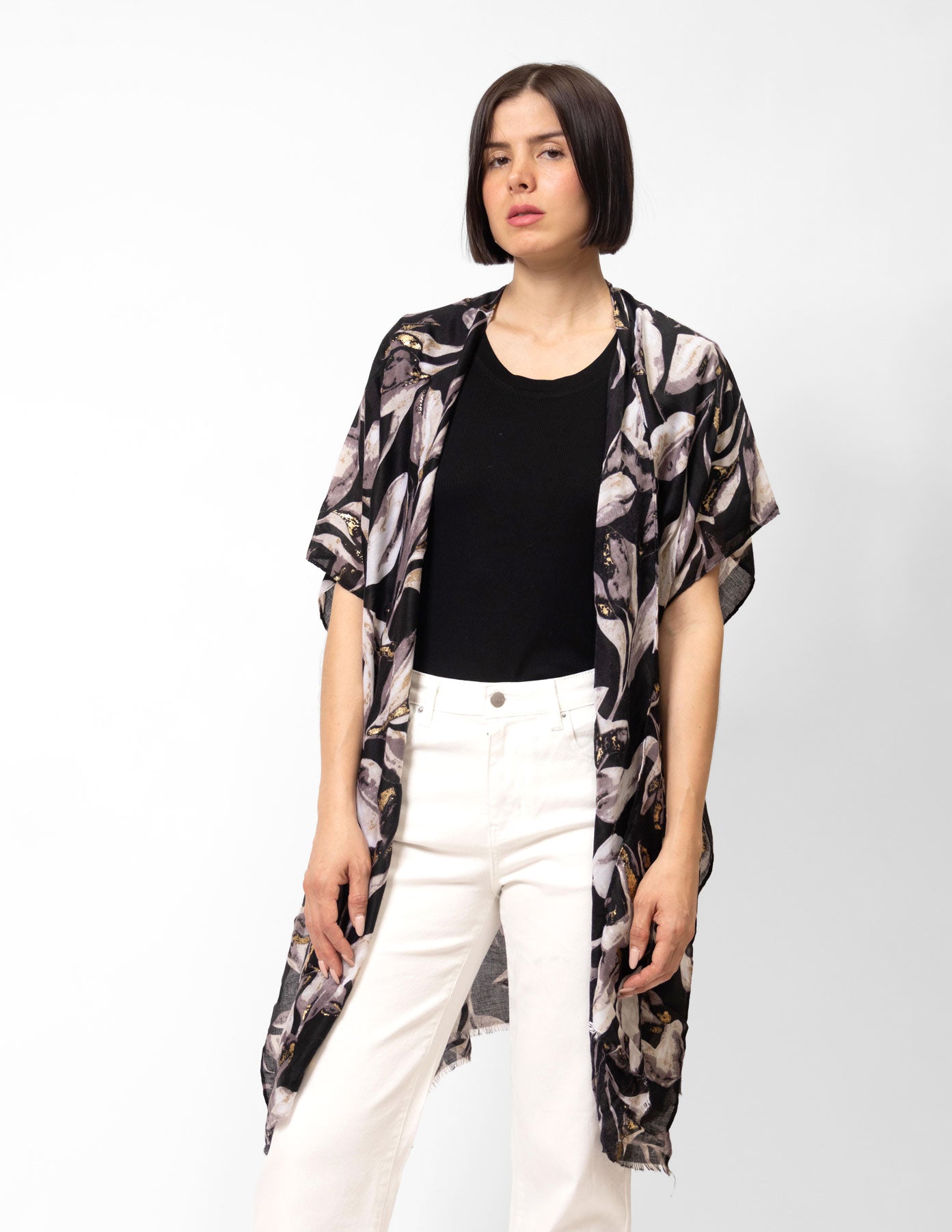 Kimono estampado negro