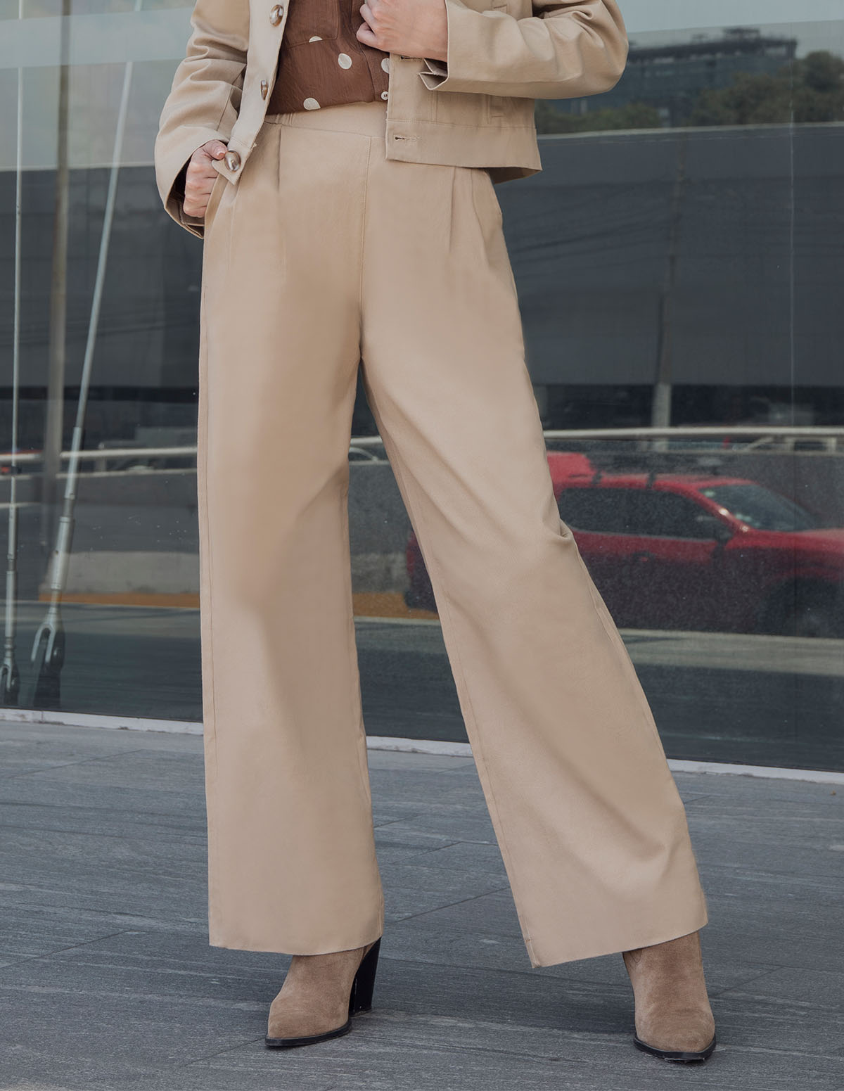 Pantalón de gabardina wide leg