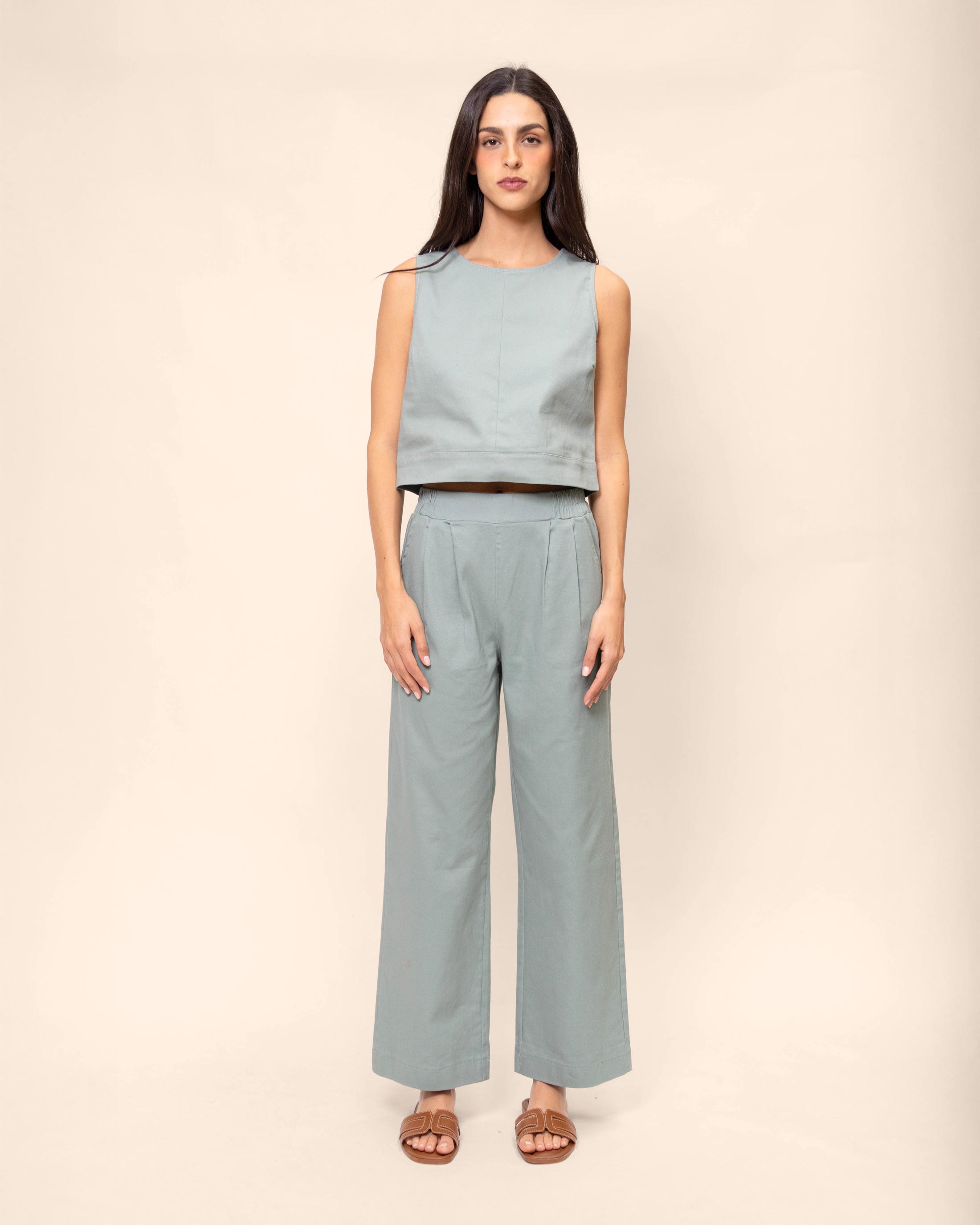 Pantalón de gabardina wide leg