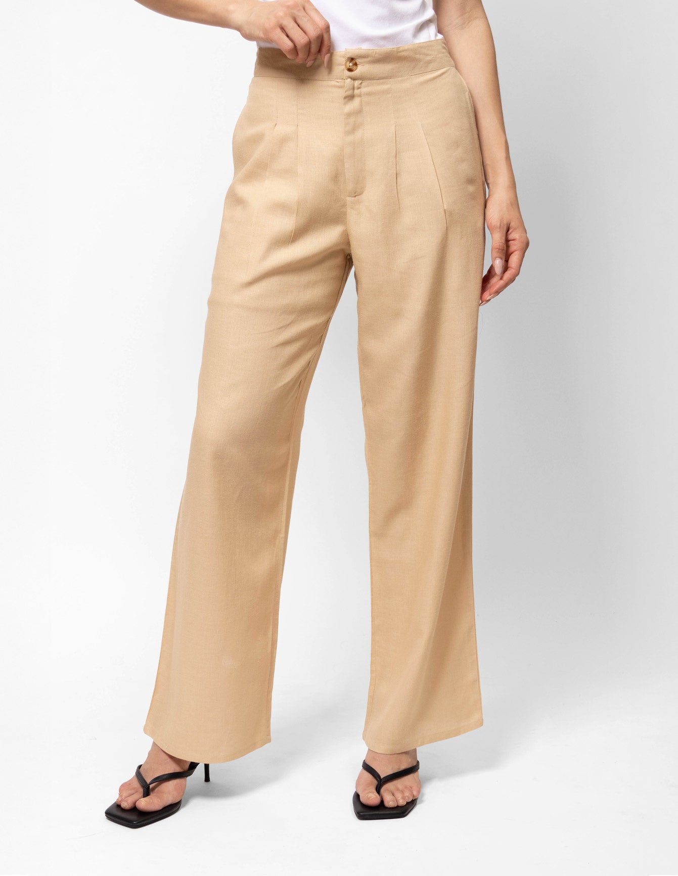 Pantalón con lino y pretina elástica