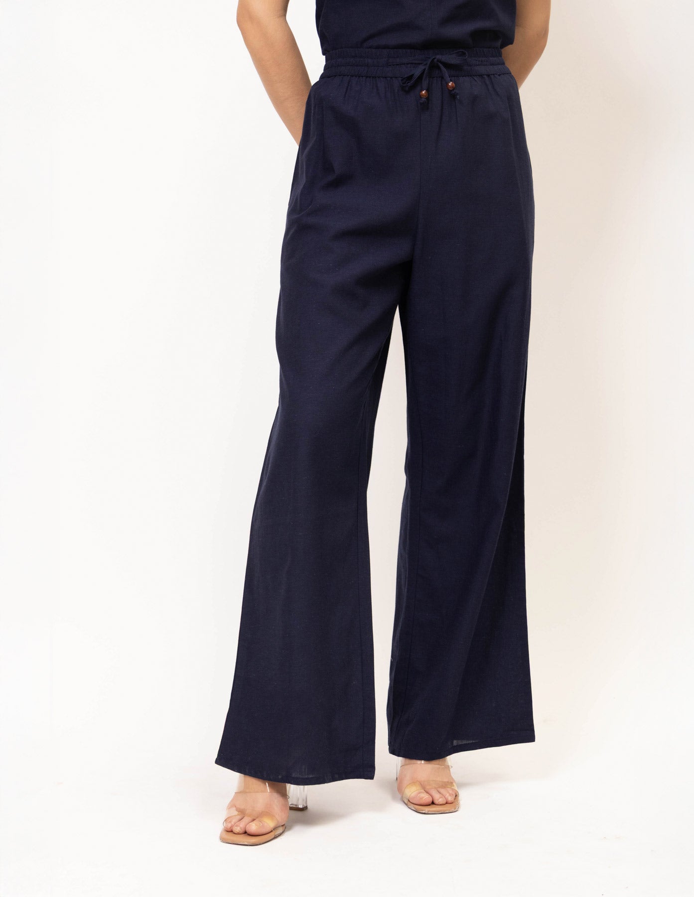 Pantalón efecto lino pretina elástica