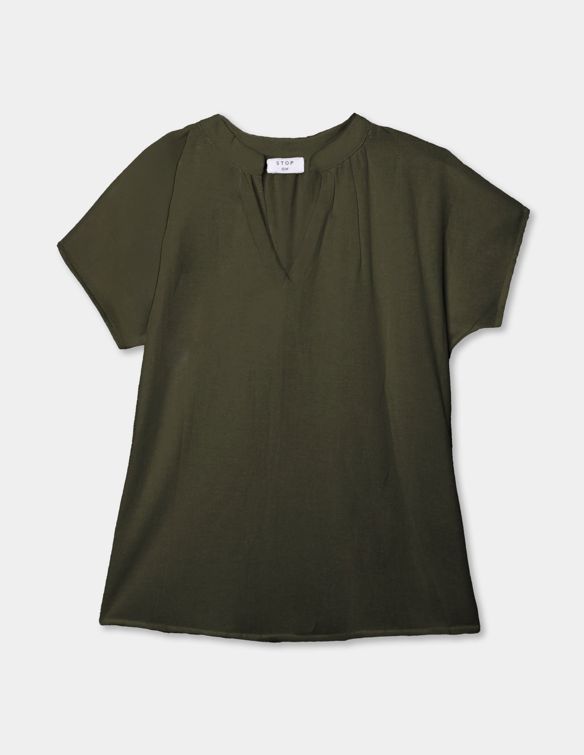 Blusa manga corta cuello escote pico