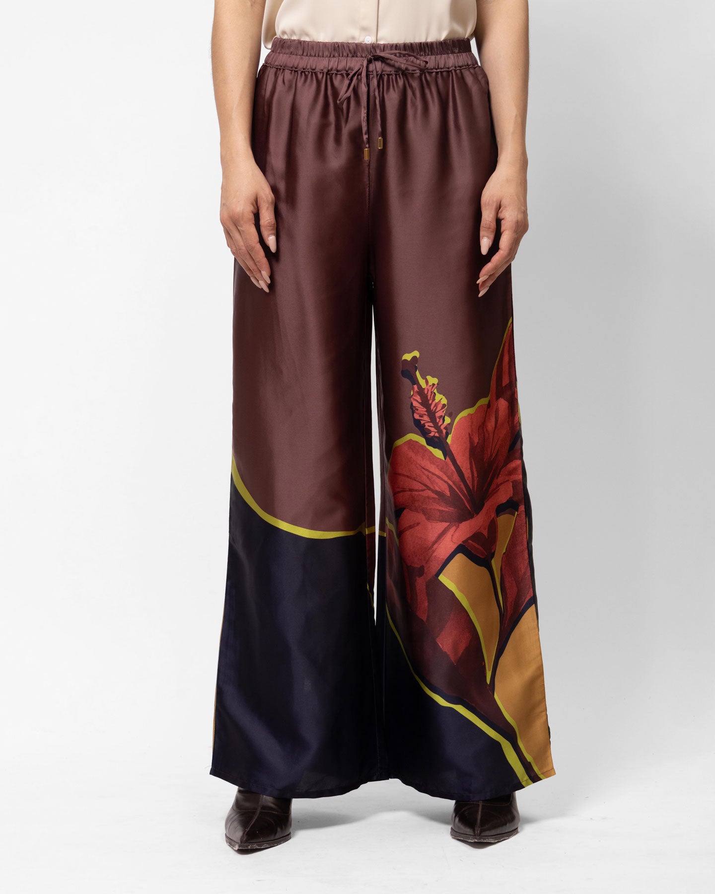 Pantalón estampado satinado