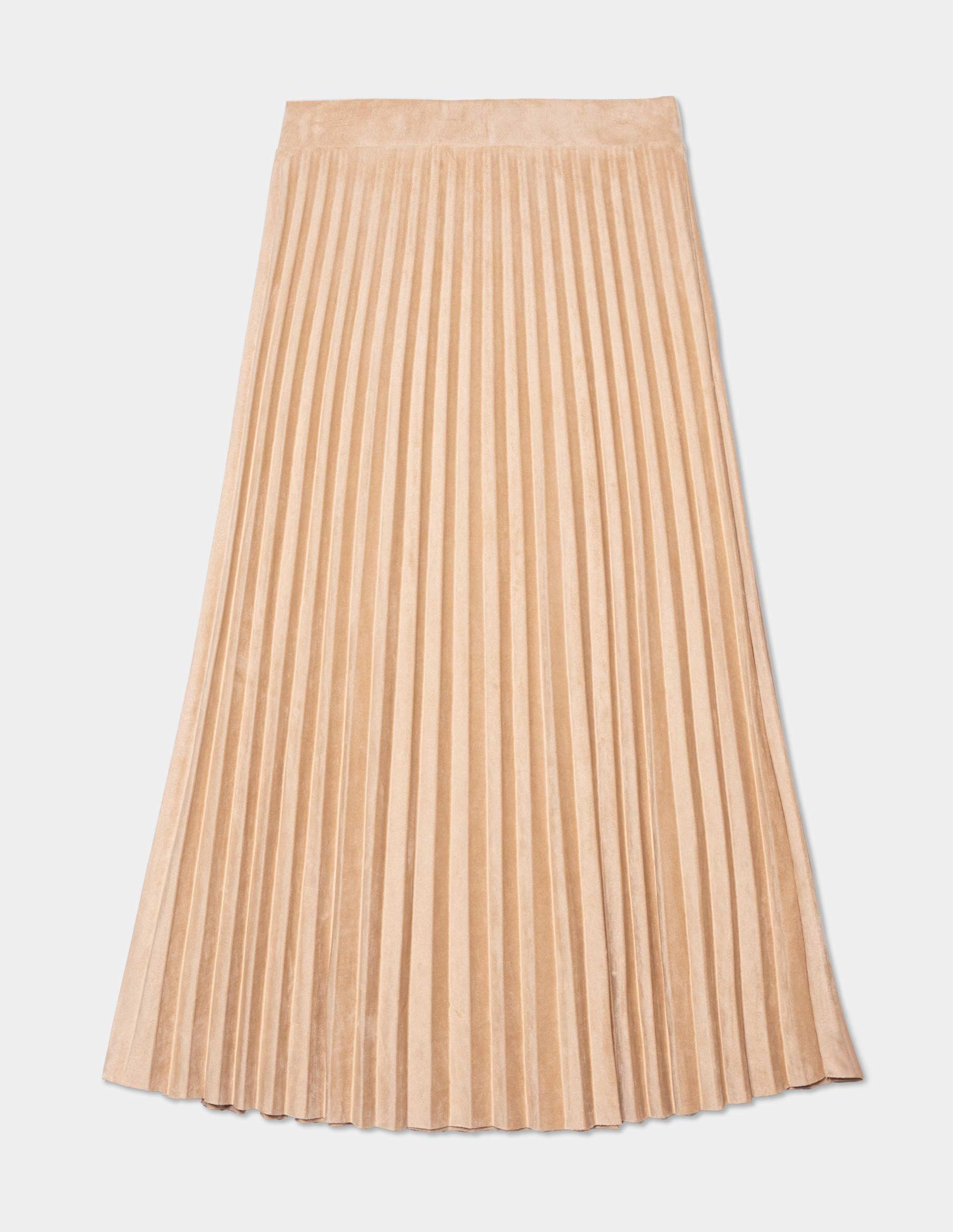 Falda larga de suede tableada