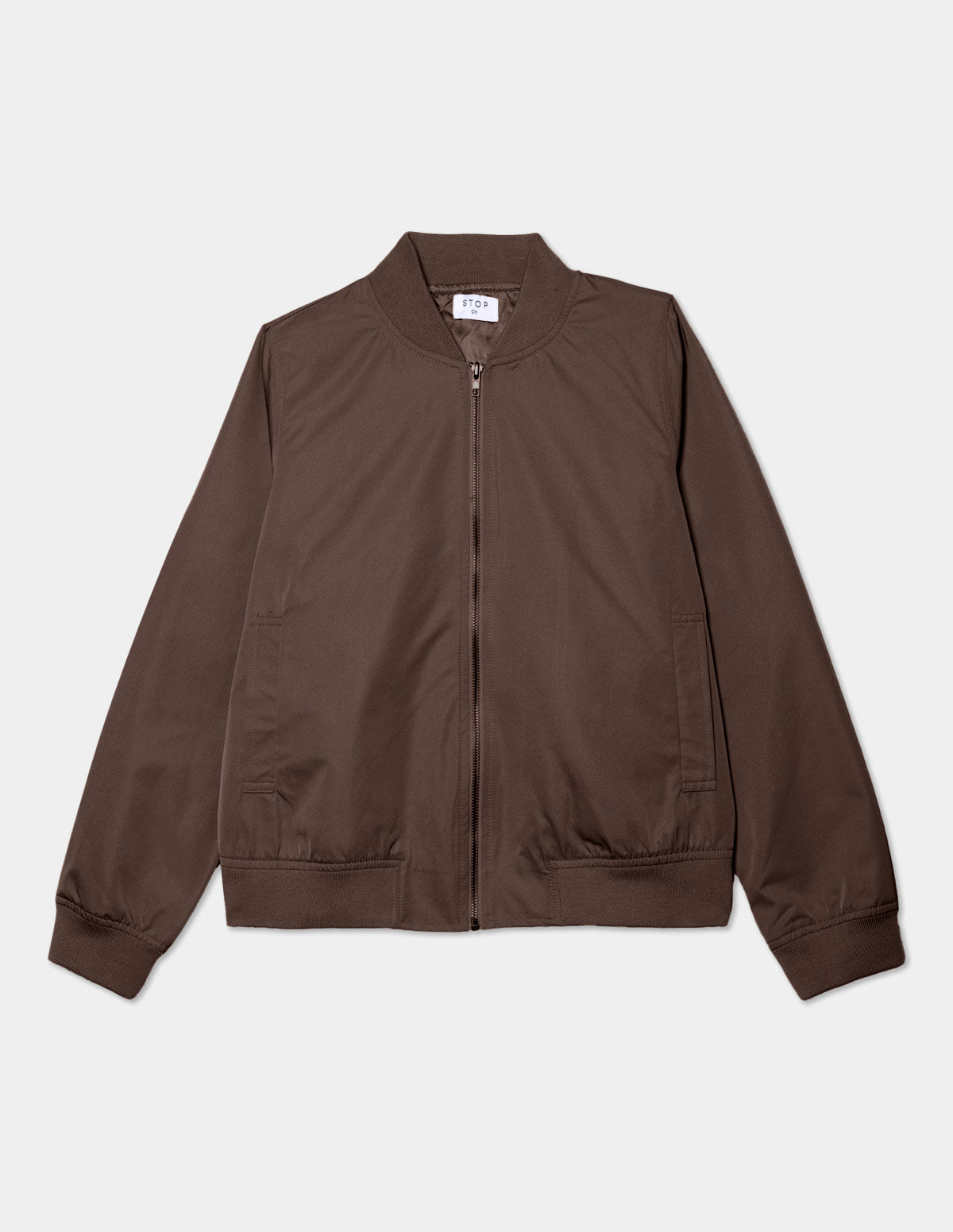 Chamarra bomber con rib en cuello