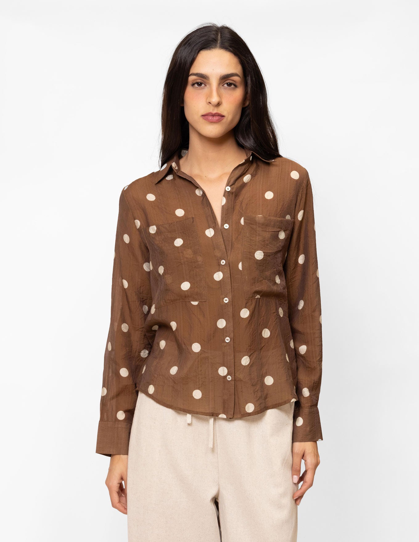 Blusa manga larga estampado lunares