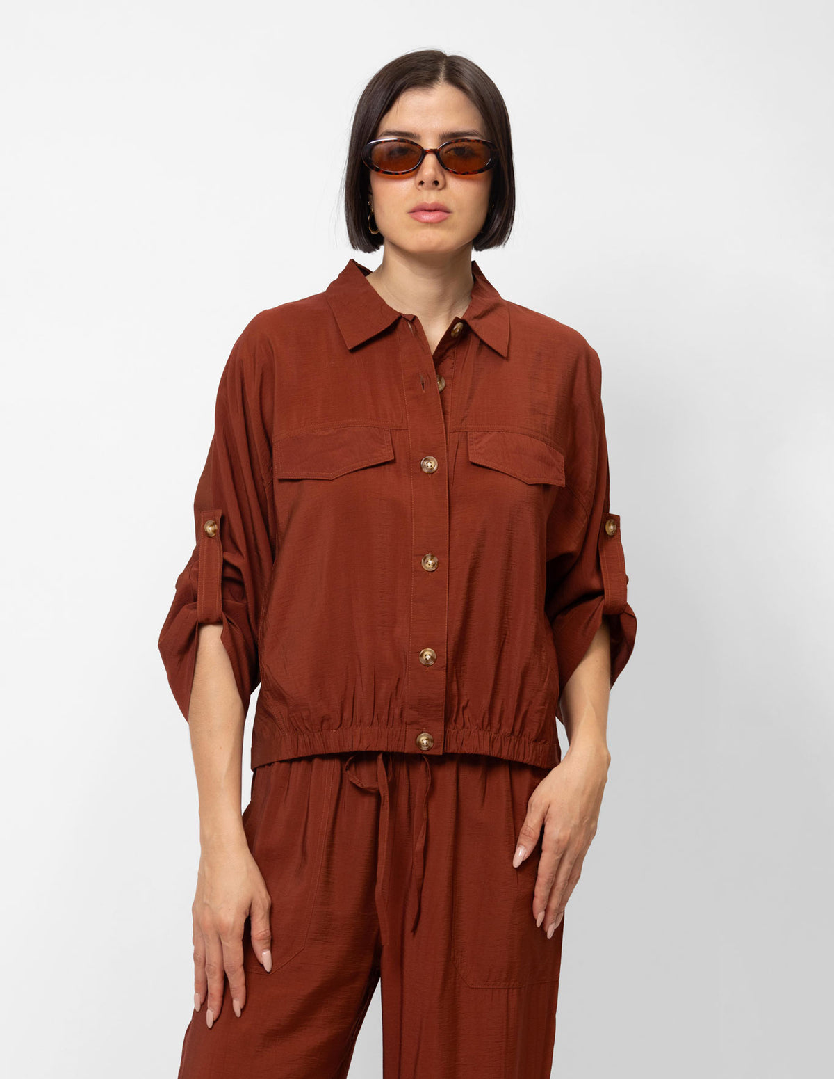 Blusa manga 3/4 corrida con roll up