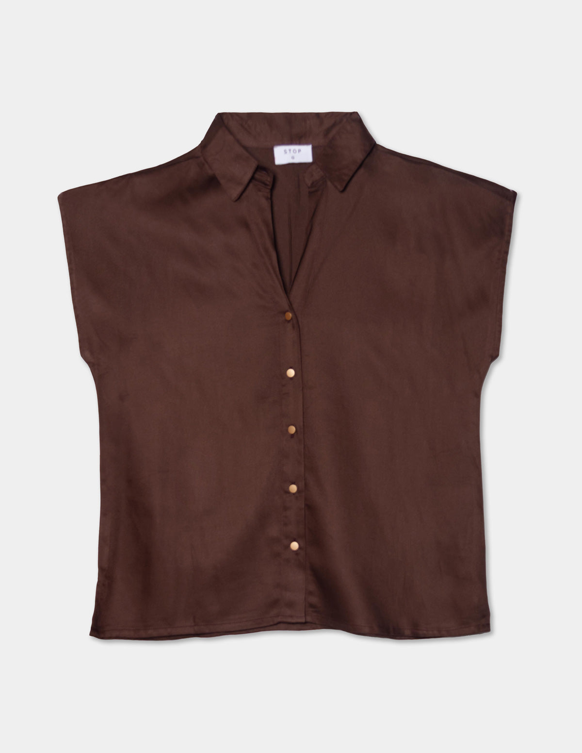 Blusa viscosa satinada manga corta botones