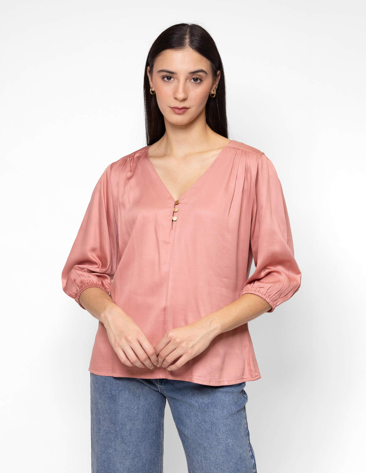 Blusa manga 3/4 viscosa satinada