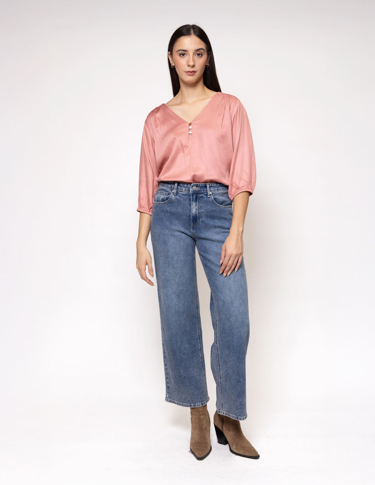 Blusa manga 3/4 viscosa satinada