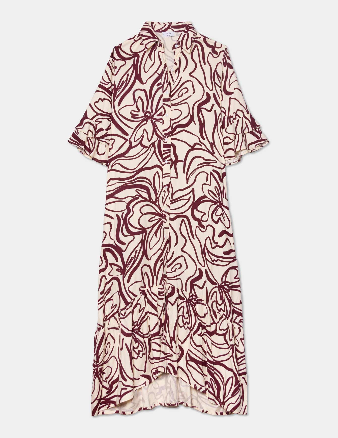 Vestido midi estampado manga 3/4