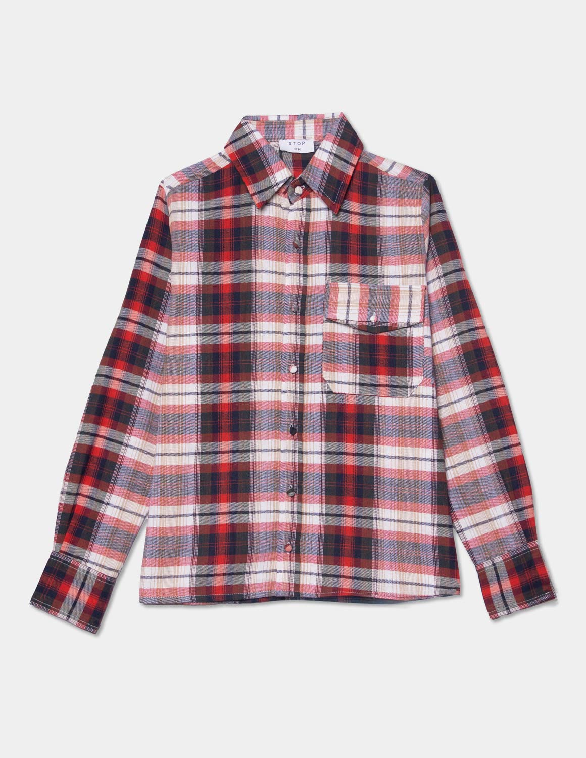 Camisa manga larga cuadros algodón