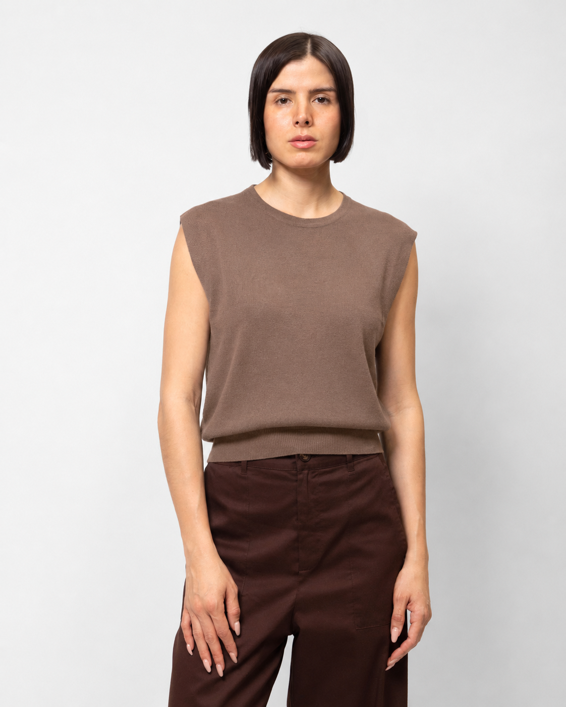 Blusa tejida manga corta corrida