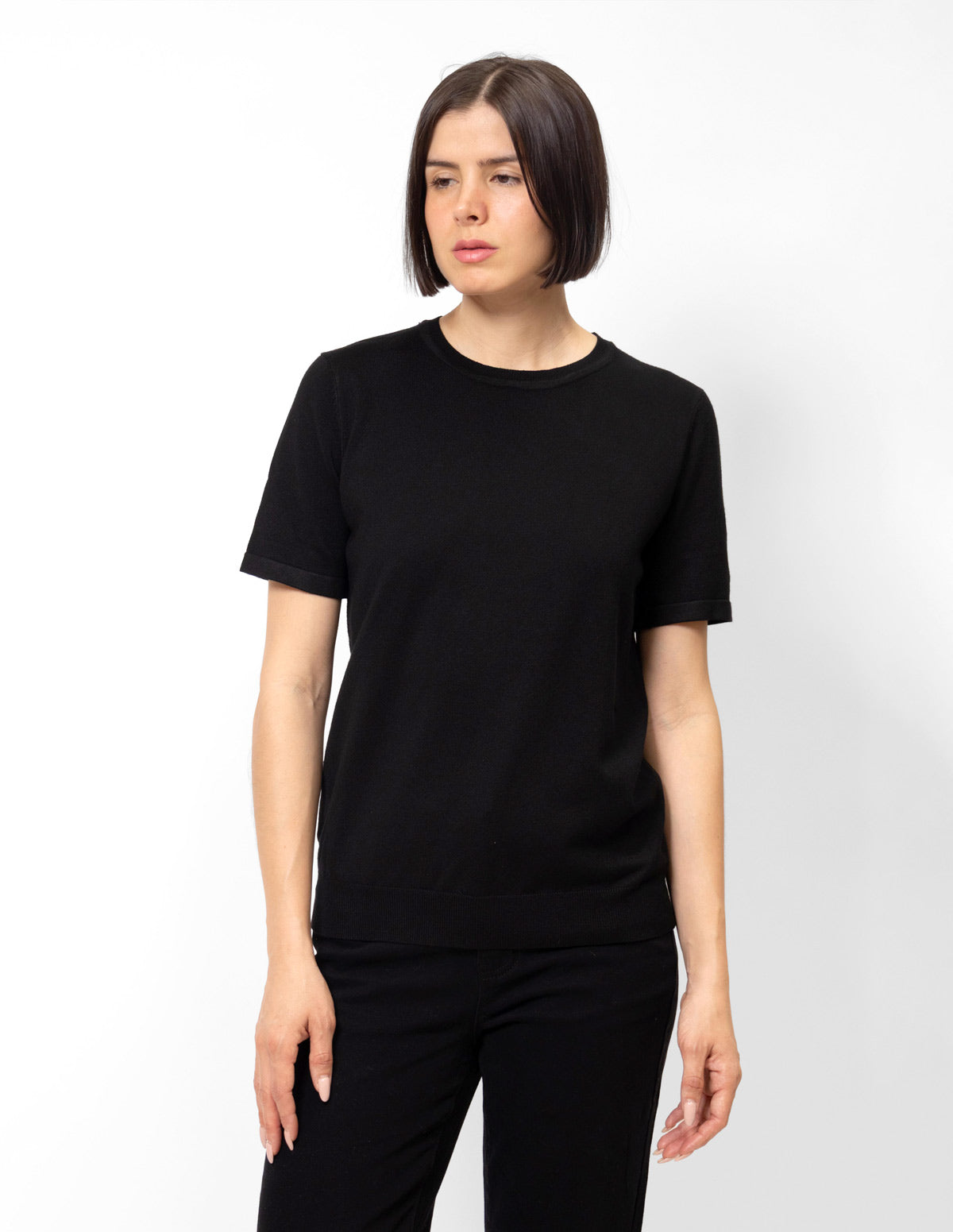 Blusa tejida básica manga corta