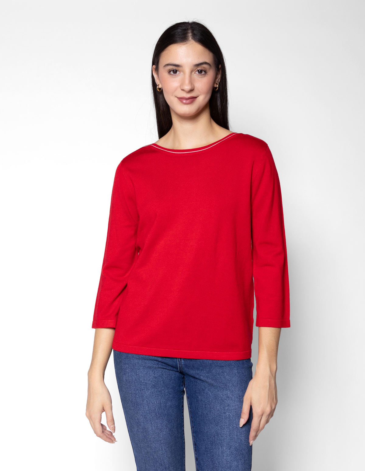 Blusa tejida manga 3/4 detalle cuello
