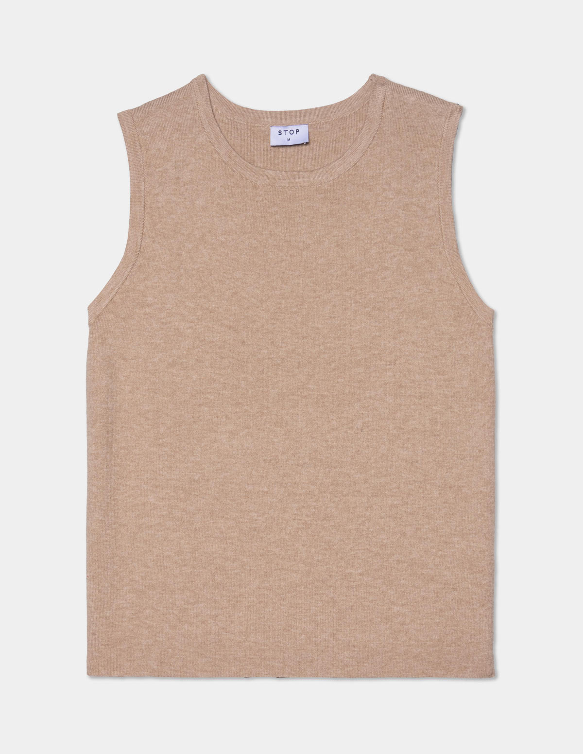 Blusa tejida sin mangas cuello redondo