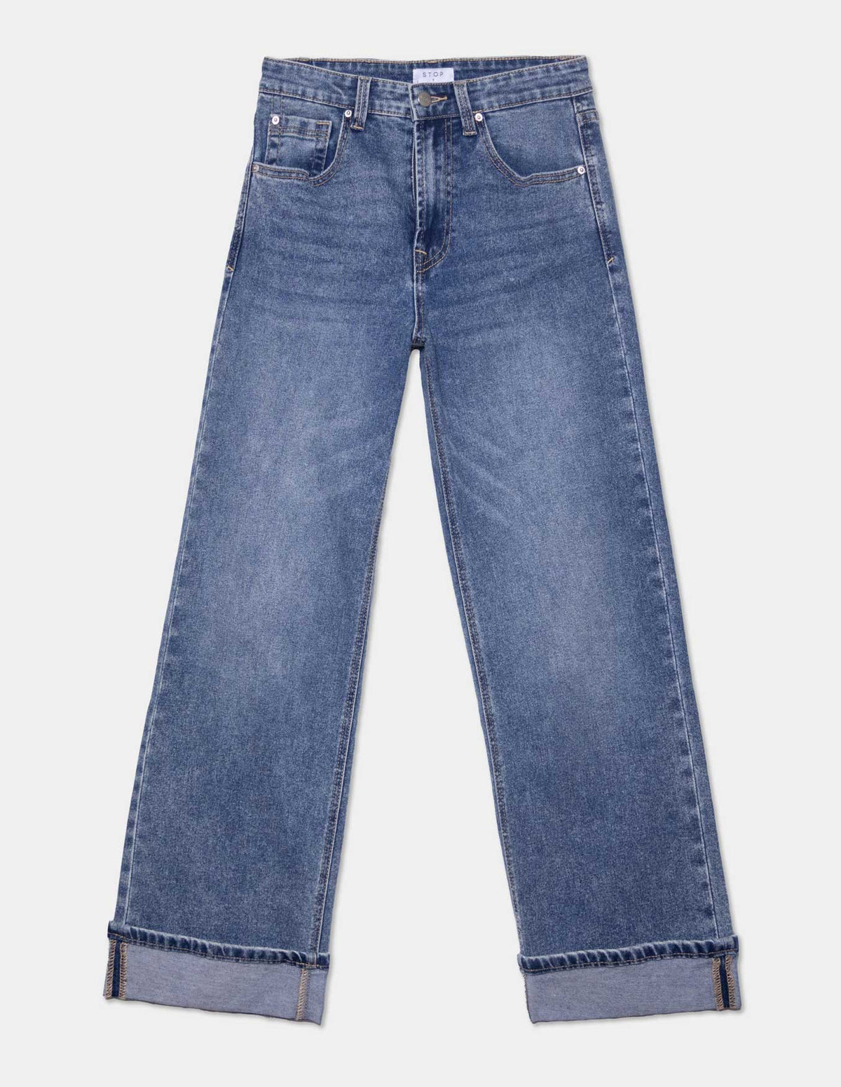 Jeans wide leg con valenciana