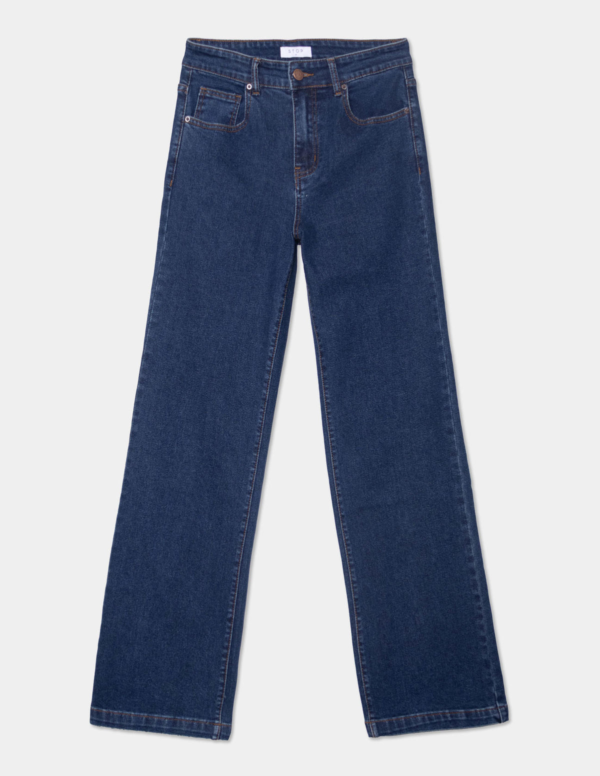 Jeans rectos con bastilla ancha - AZUL