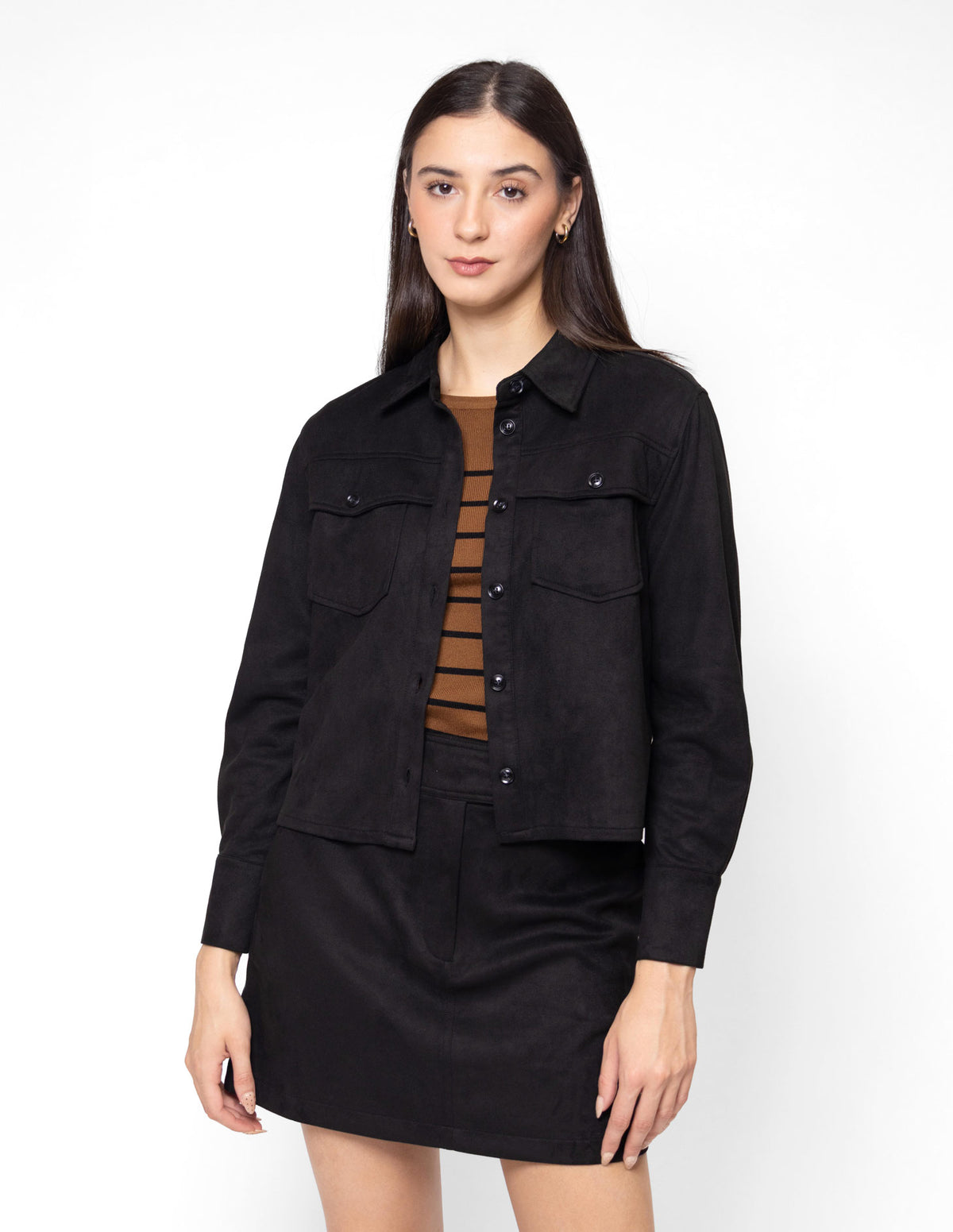 Camisa manga larga de suede