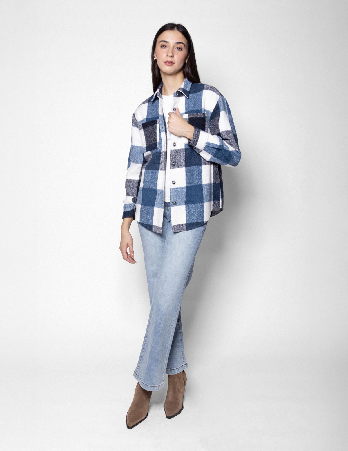 Sobrecamisa afelpada estampado cuadros