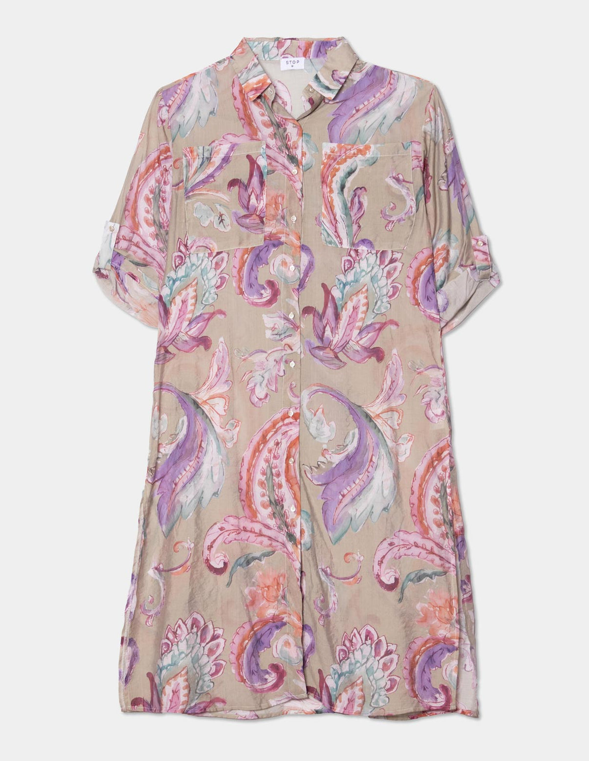 Blusón camisero largo estampado