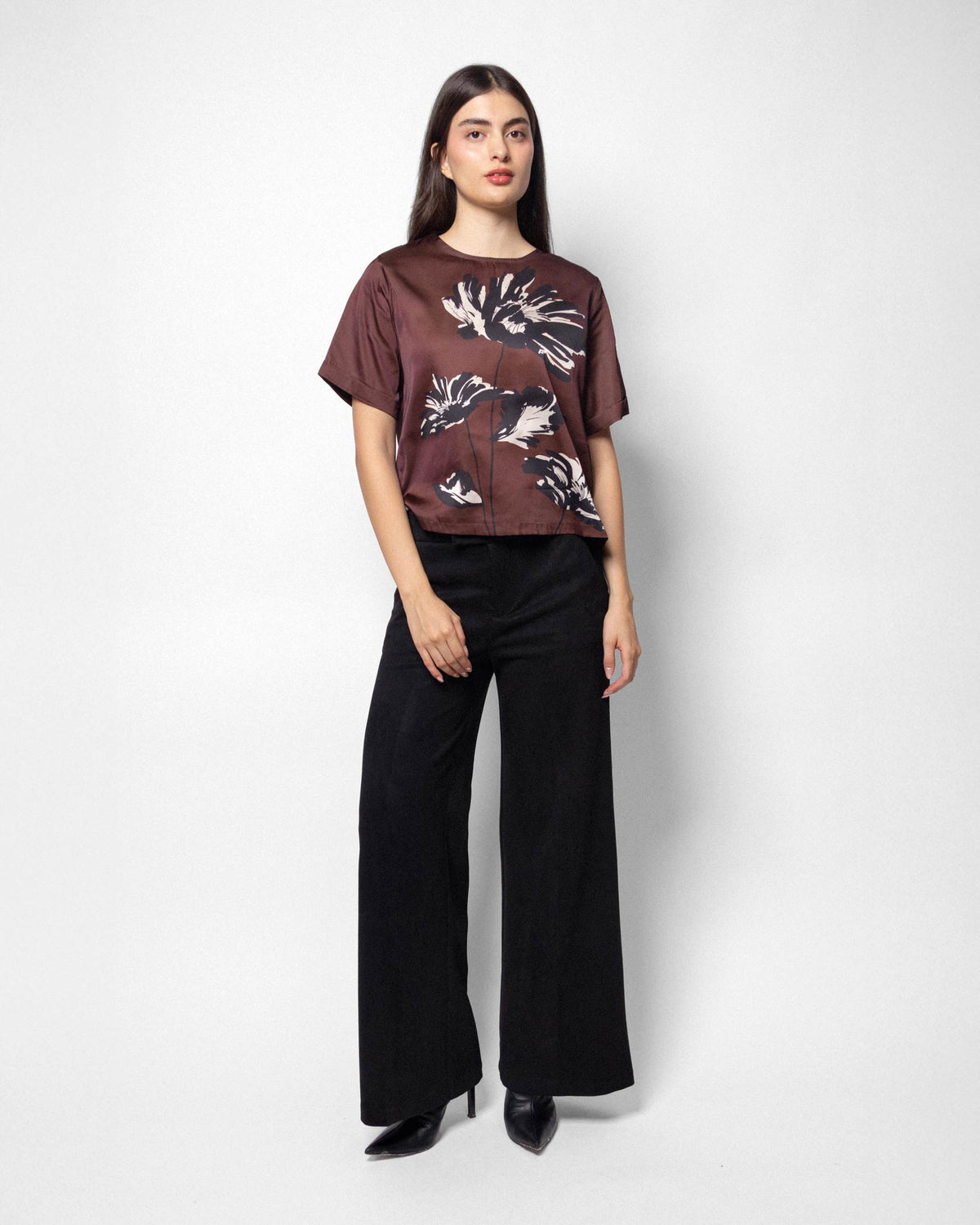 Blusa manga corta estampado localizado