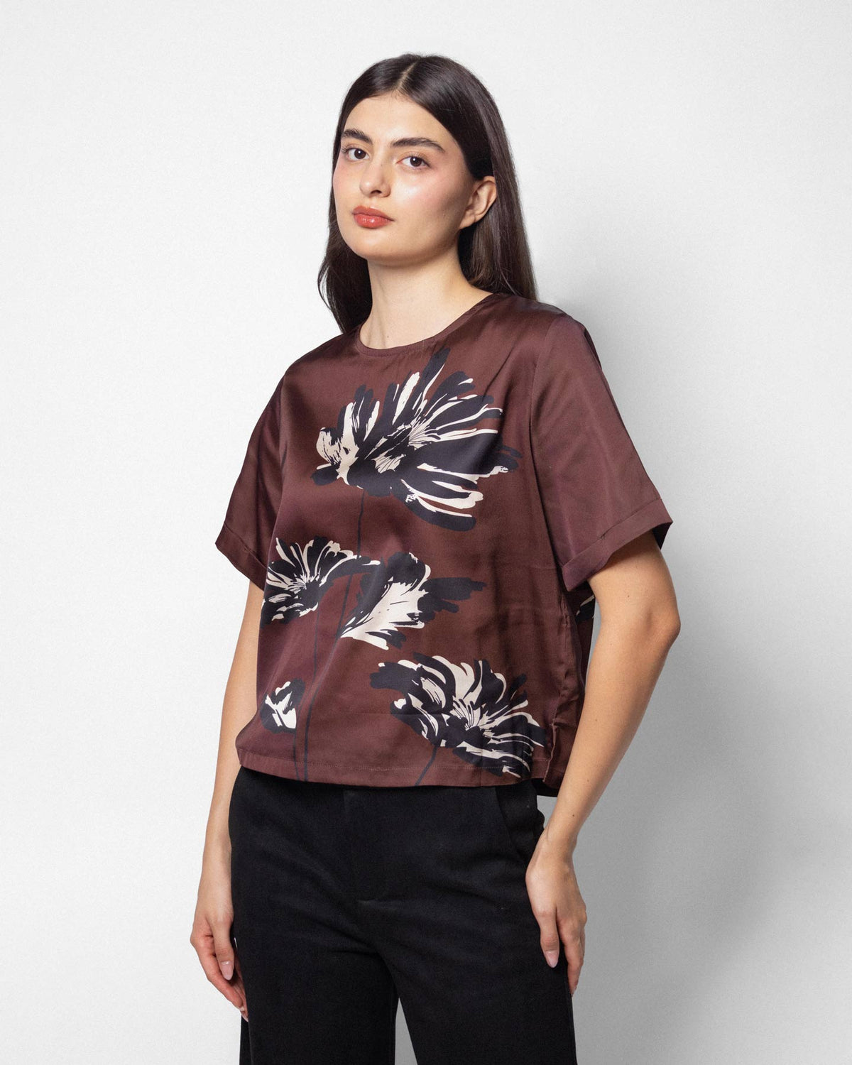 Blusa manga corta estampado localizado