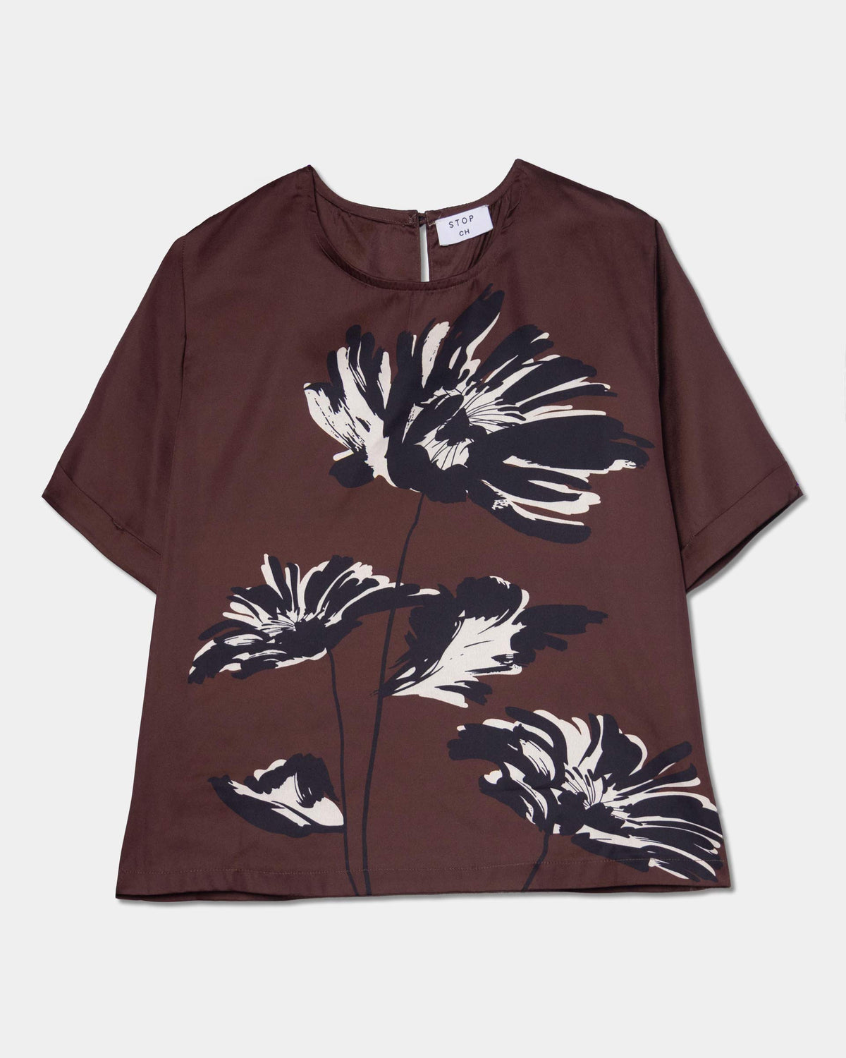 Blusa manga corta estampado localizado