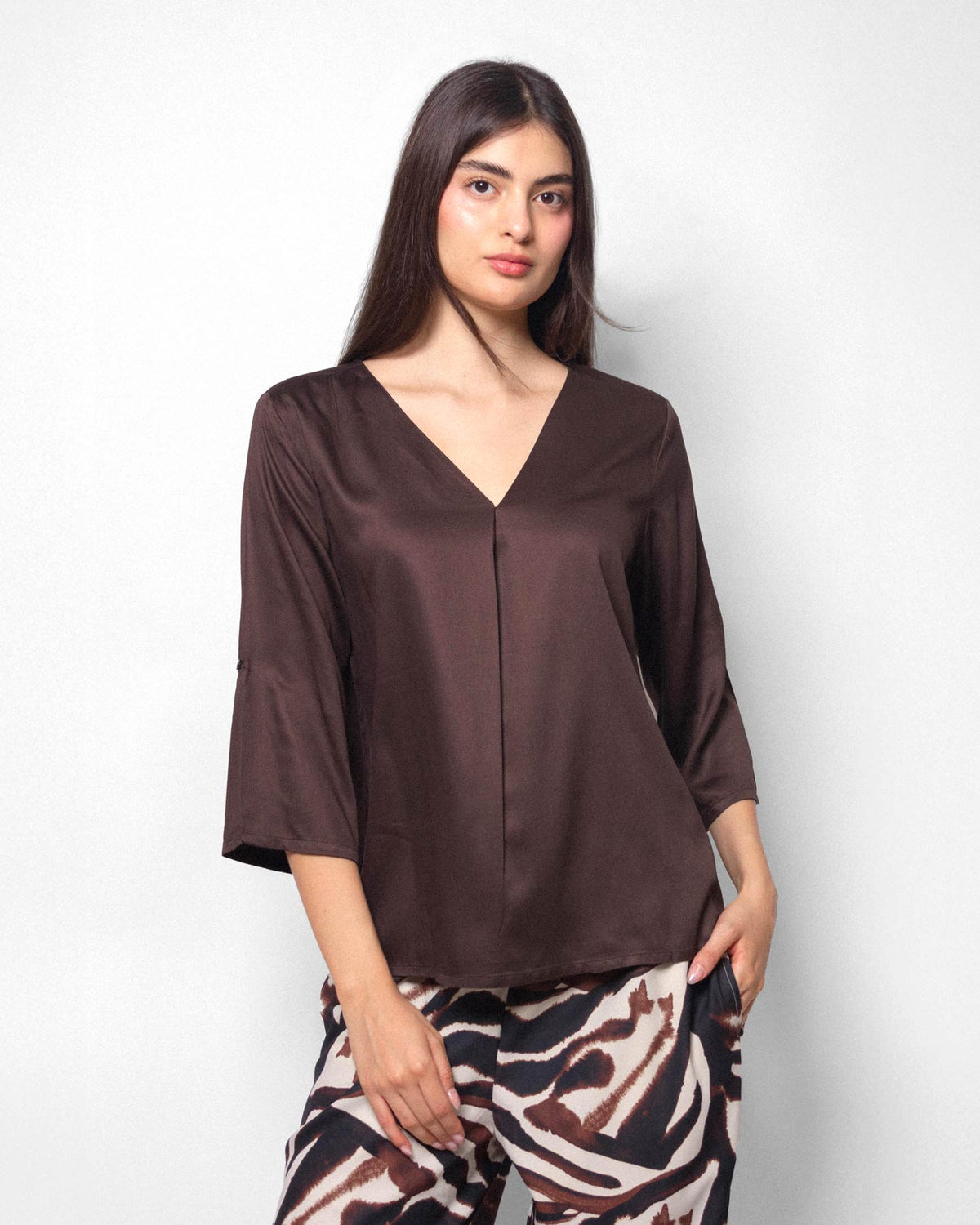 Blusa manga 3/4 con roll up