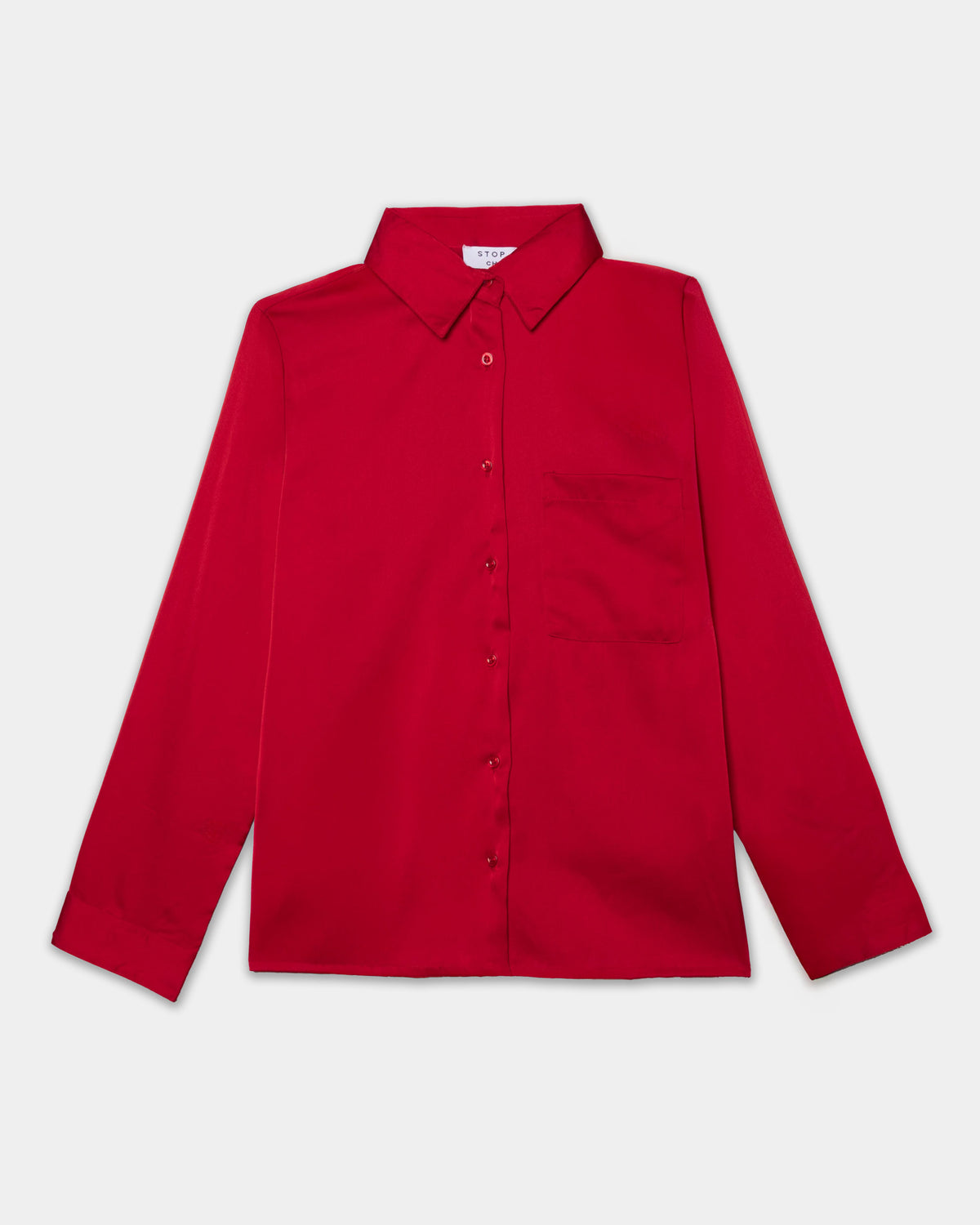 Camisa satinada stretch manga larga