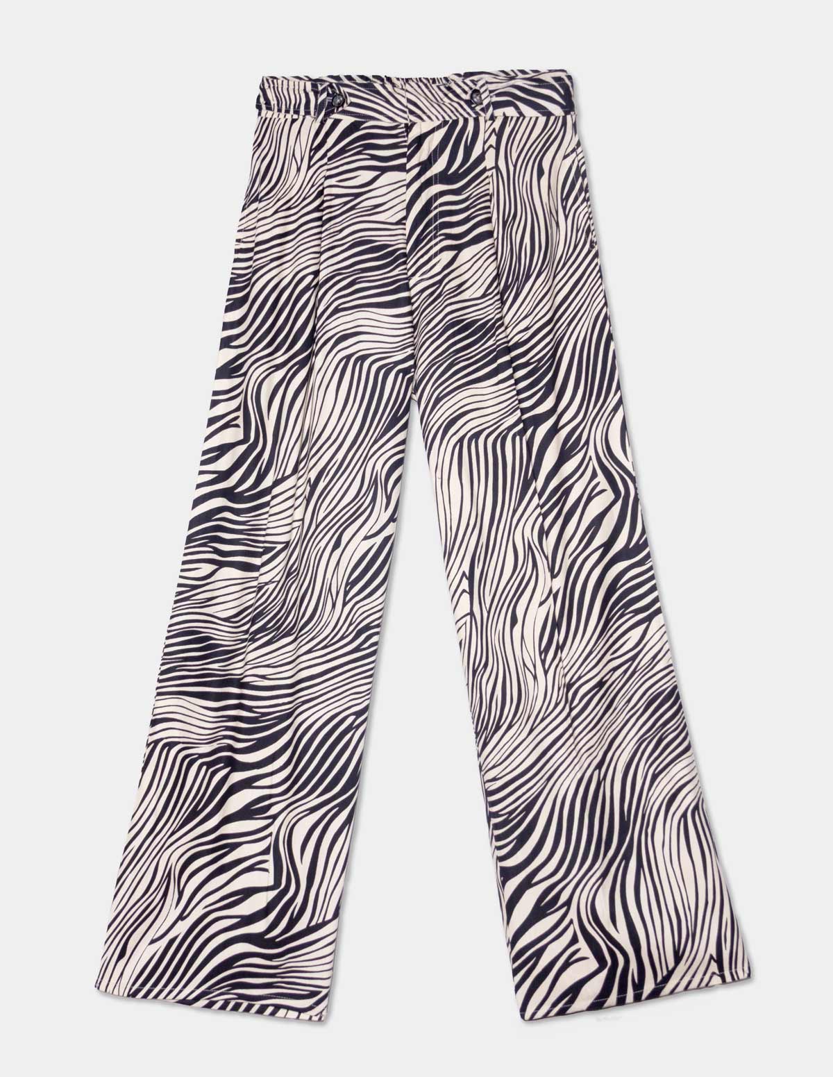 Pantalón estampado cebra botones pretina
