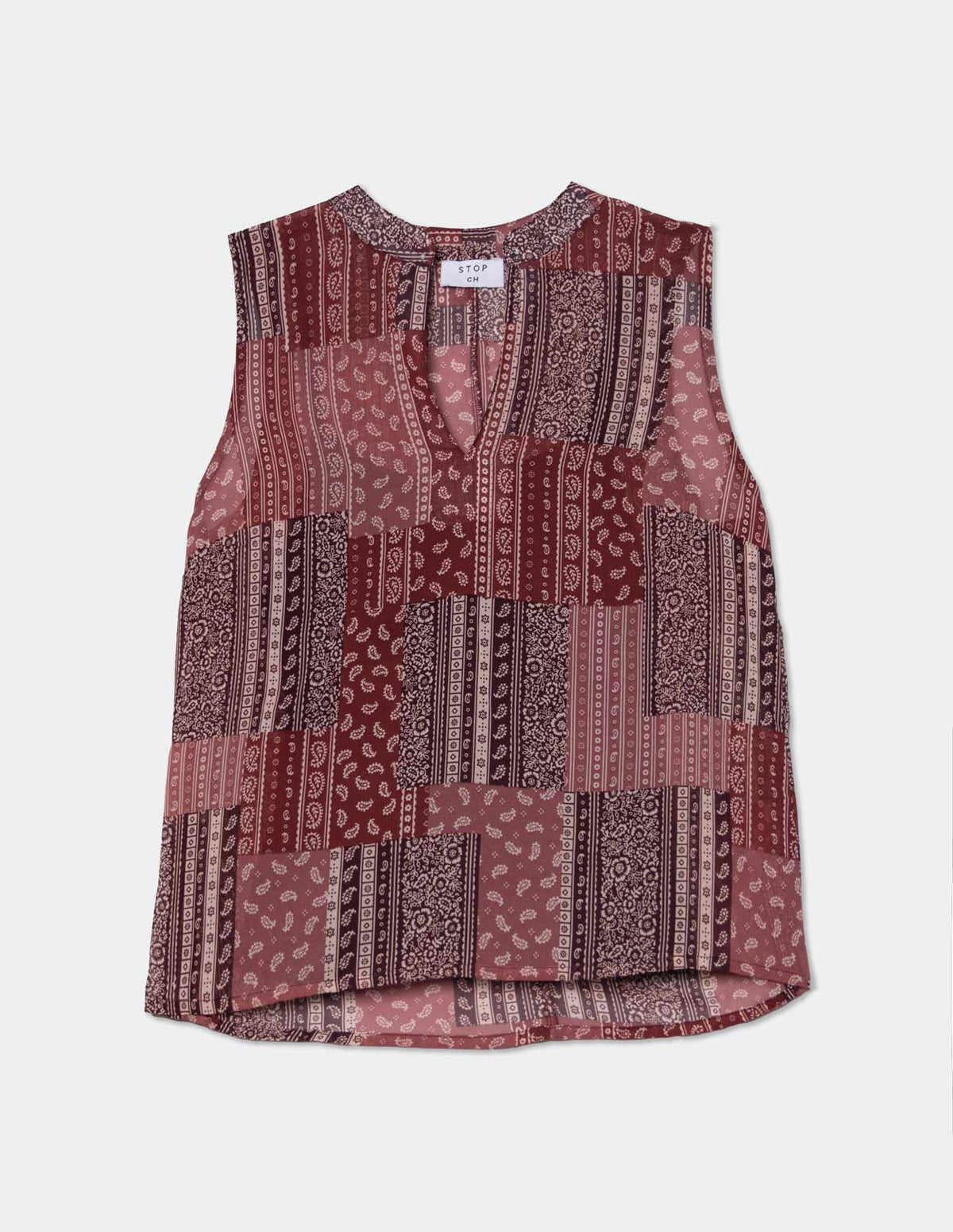 Blusa sin mangas chifón estampado