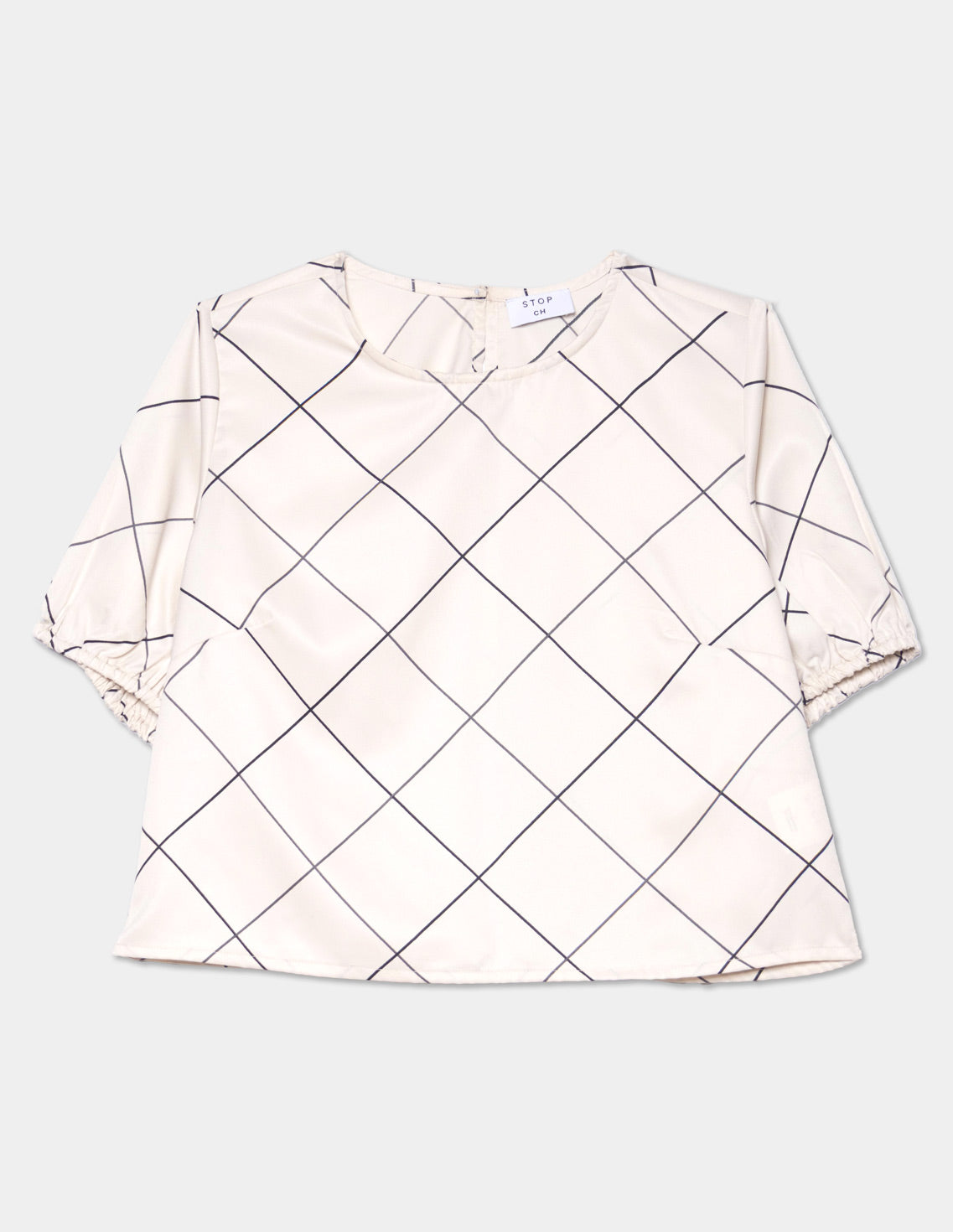 Blusa manga corta cuadros