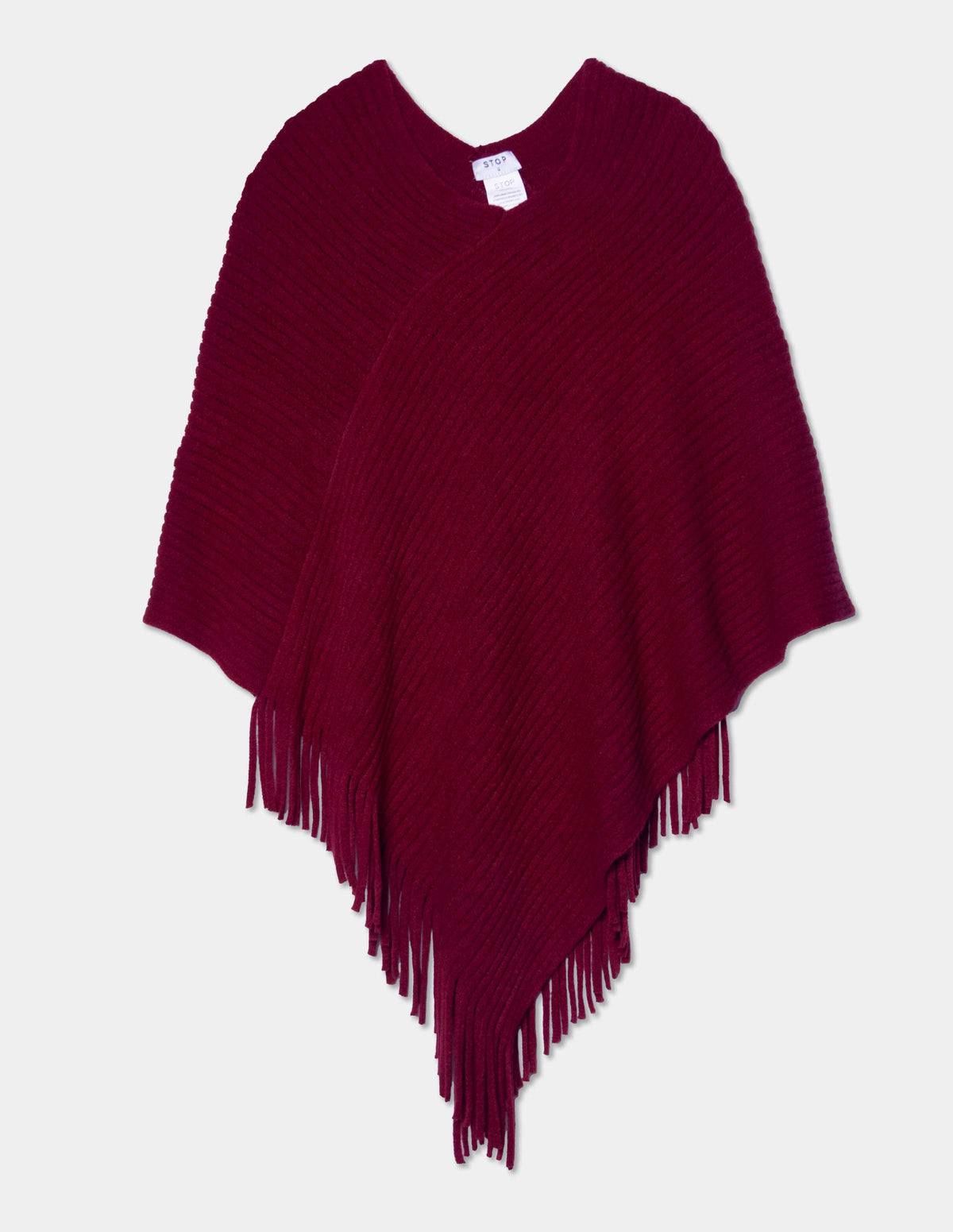 Poncho cuello V con barbas