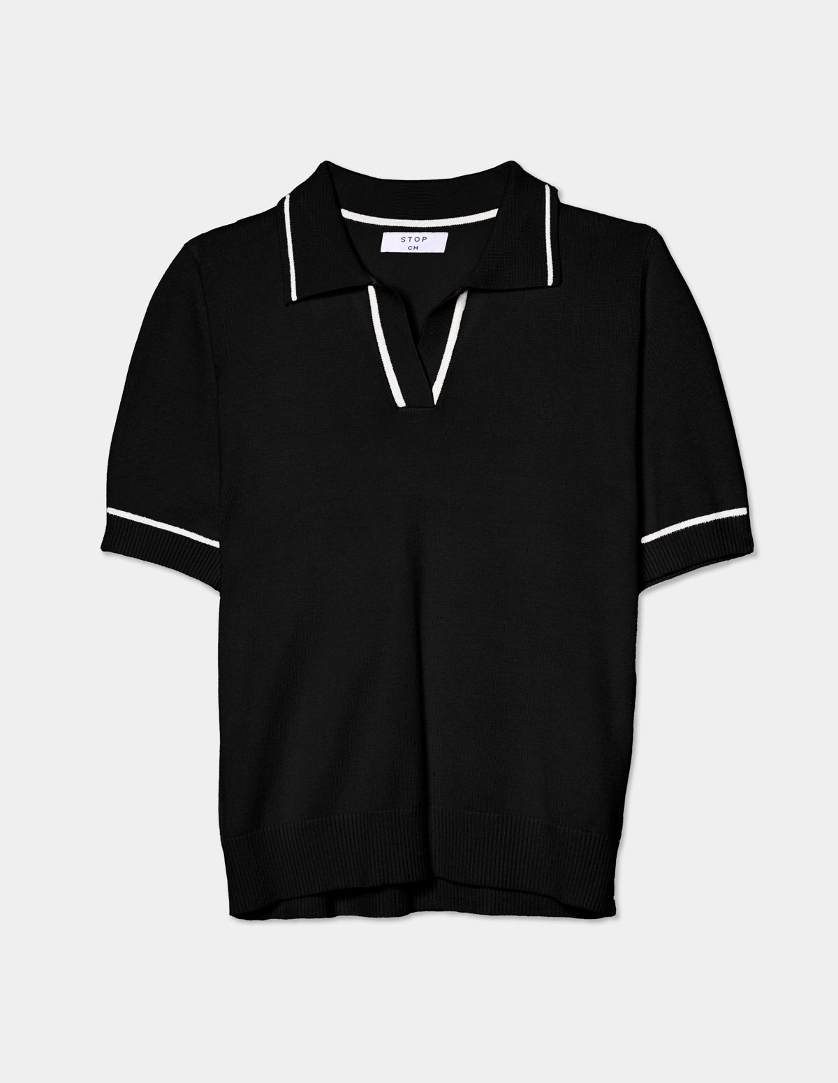 Blusa manga corta contraste cuello polo