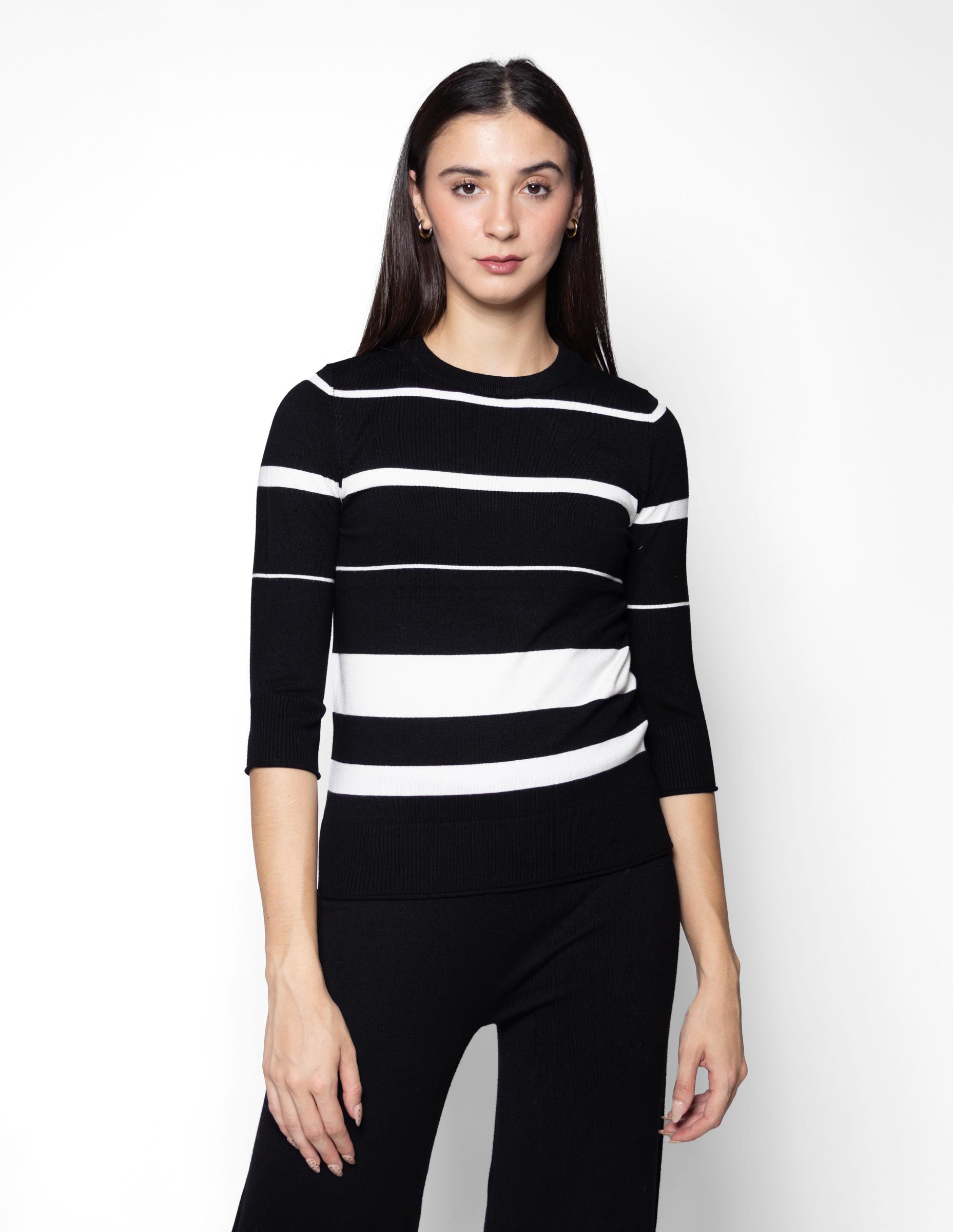 Blusa tejida manga 3/4 a rayas