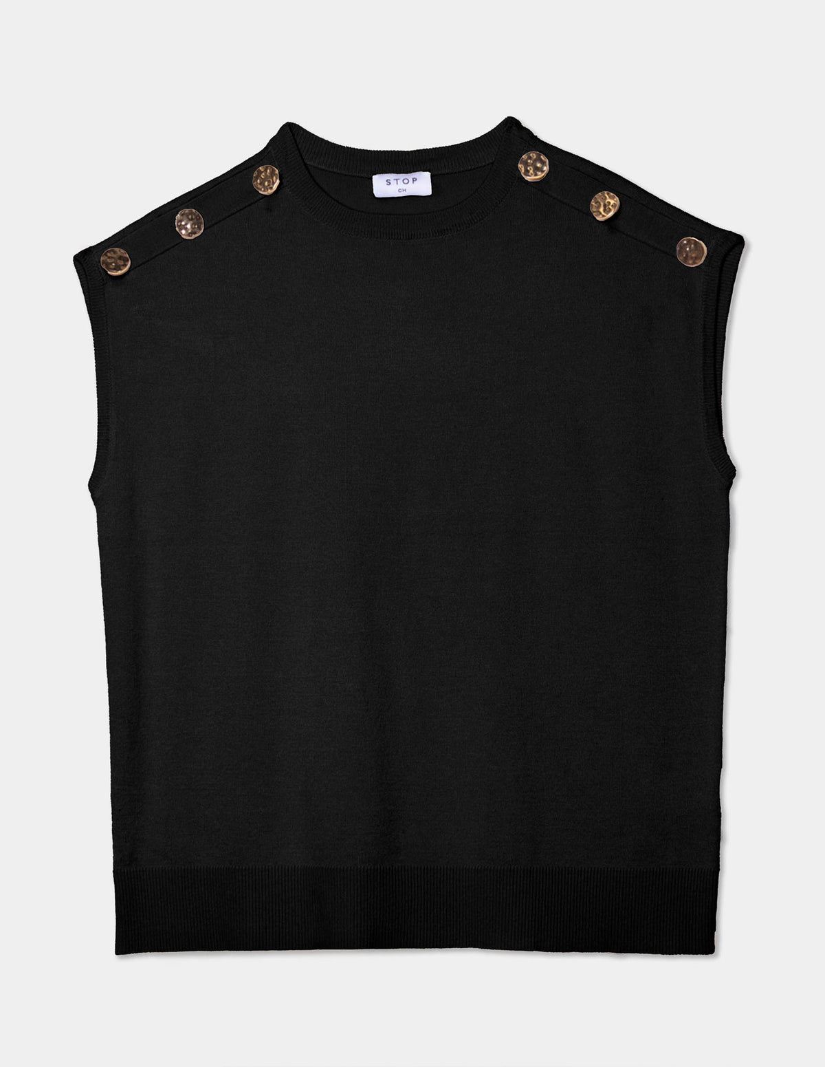 Blusa sin magas con botones en los hombros