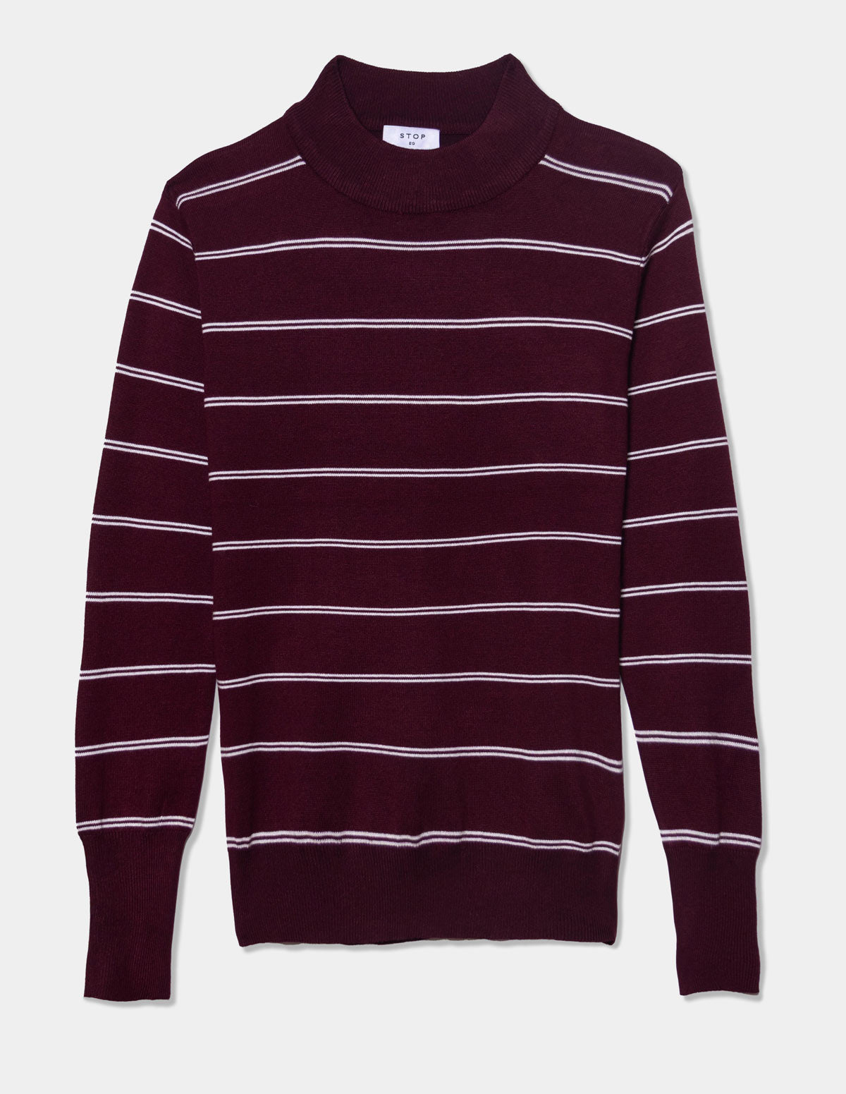 Blusa tejida cuello mock a rayas