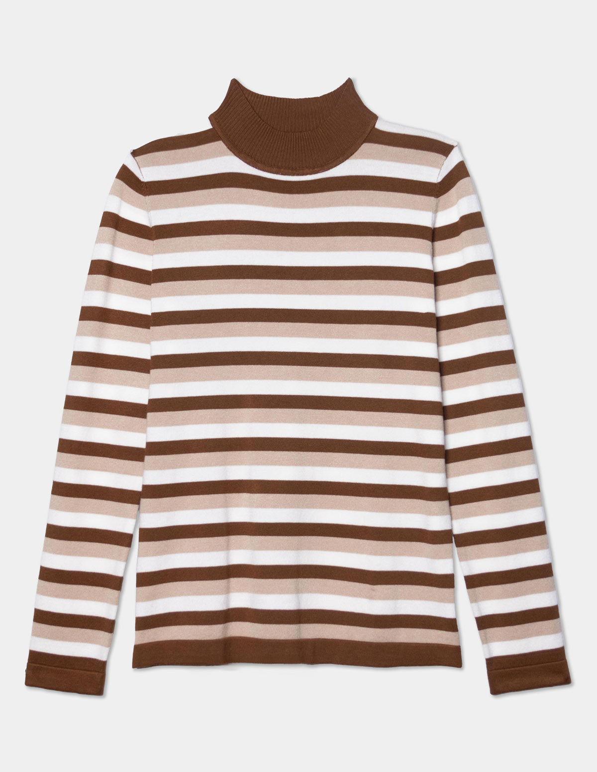 Blusa tejida rayas manga larga cuello alto