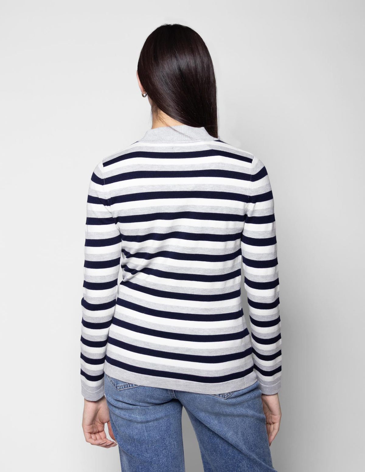 Blusa tejida rayas manga larga cuello alto