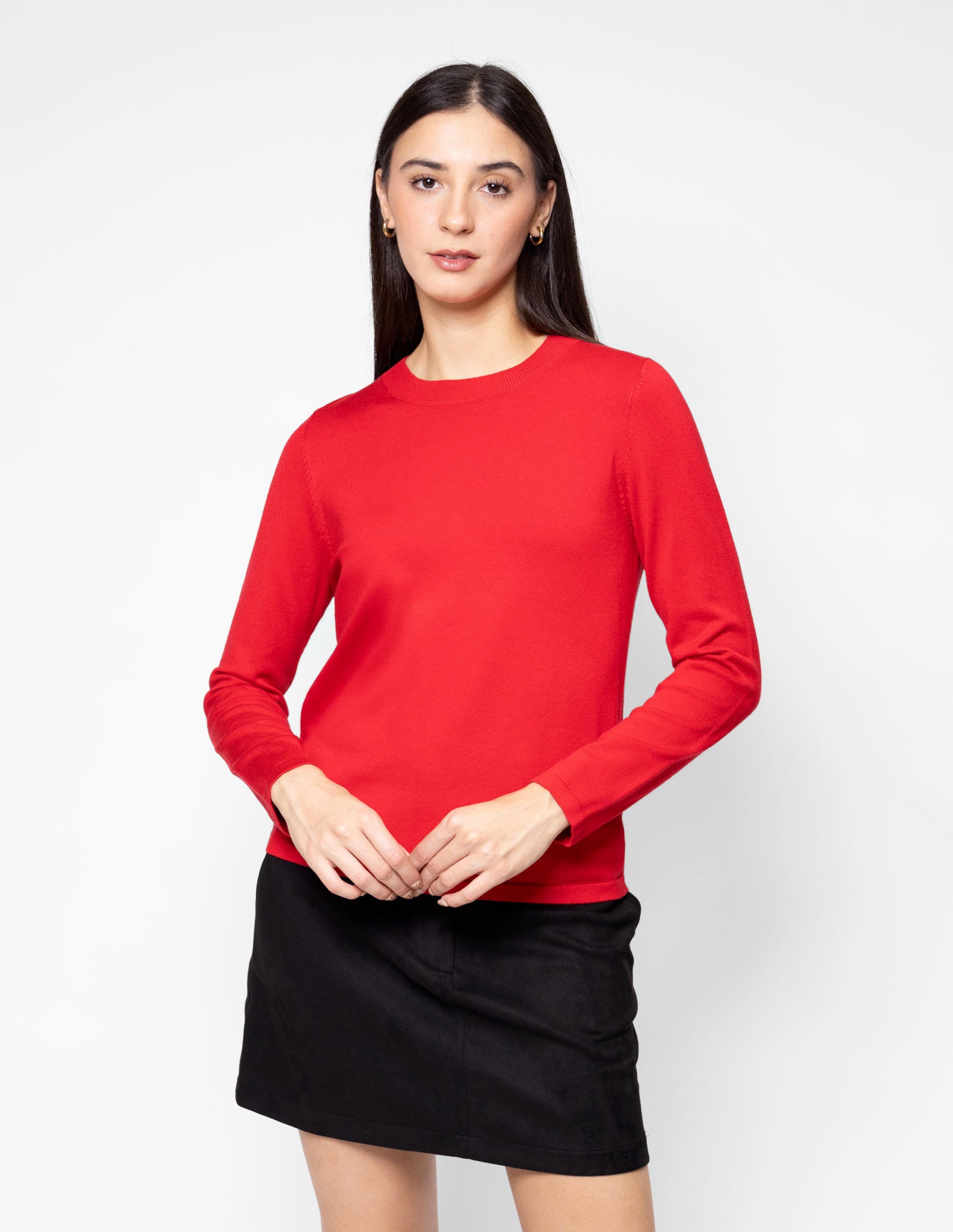 Blusa tejida básica cuello redondo