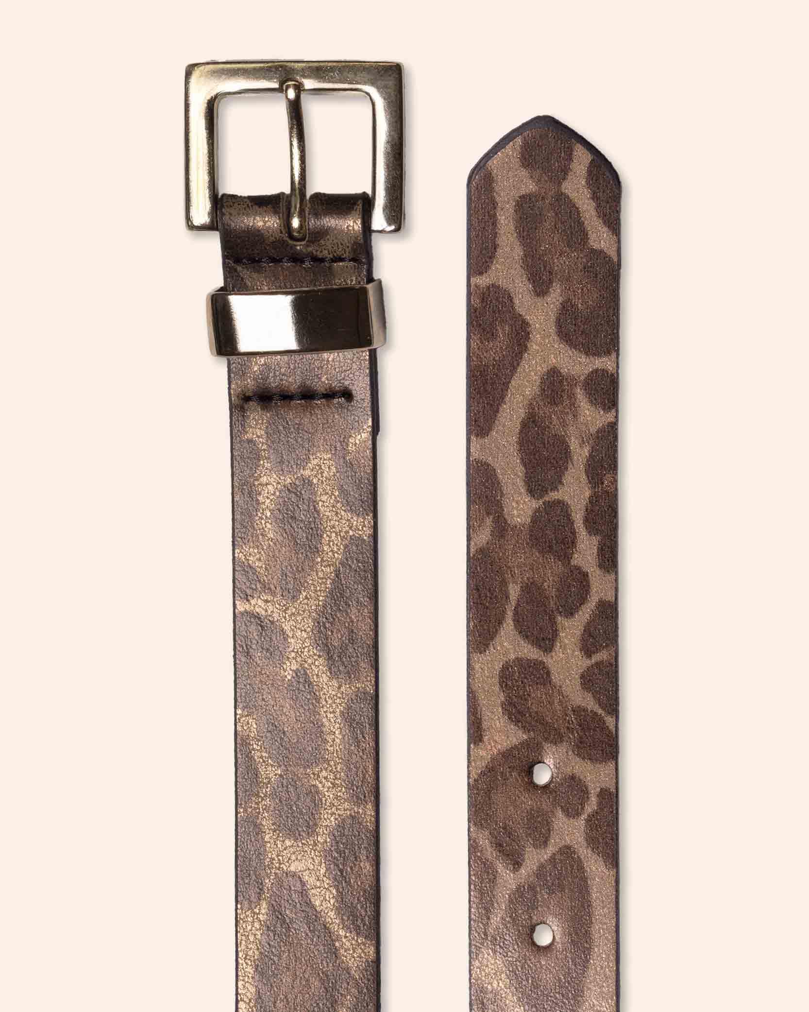 Cinturón animal print hebilla cuadrada