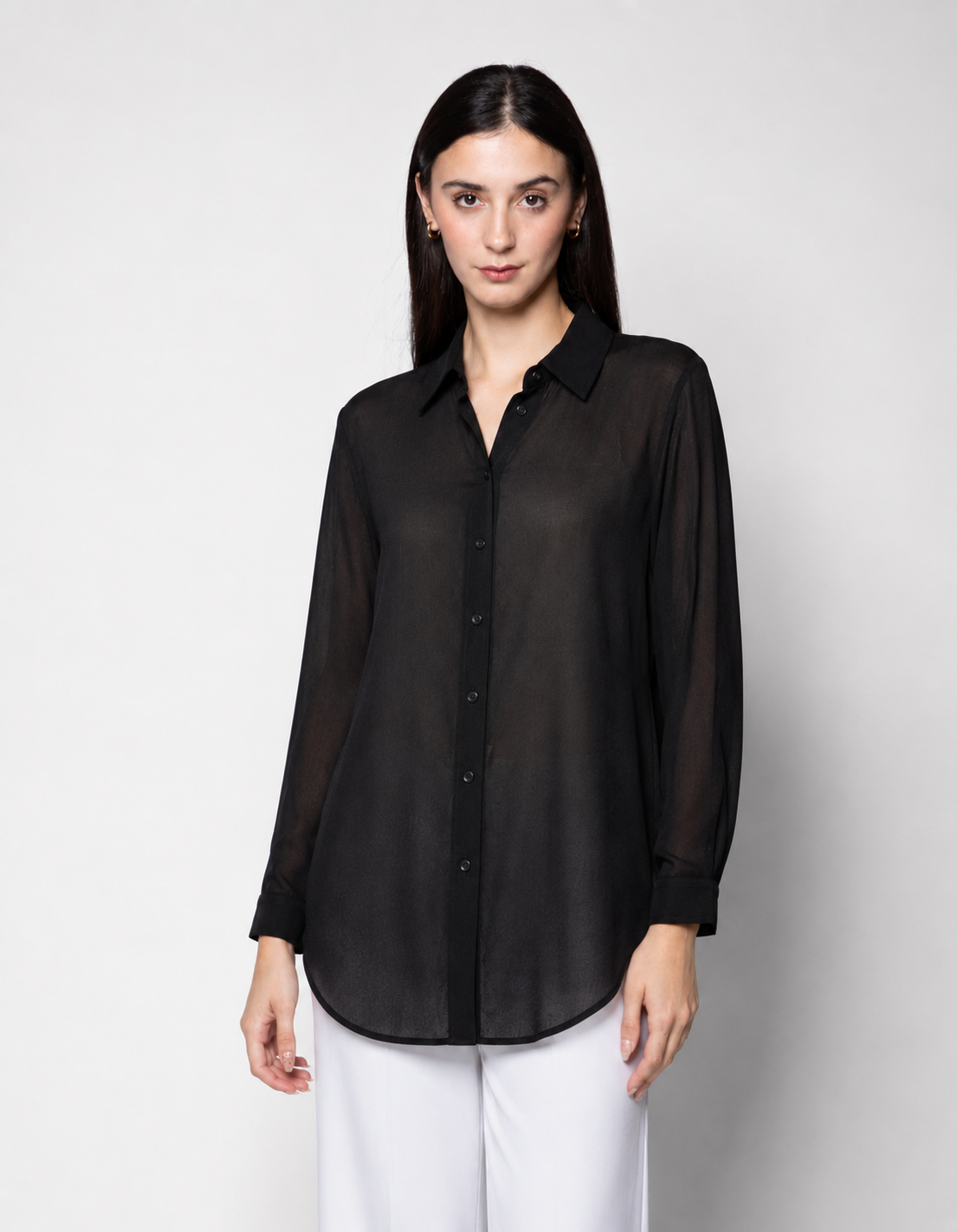Blusa camisera manga larga tela ligera
