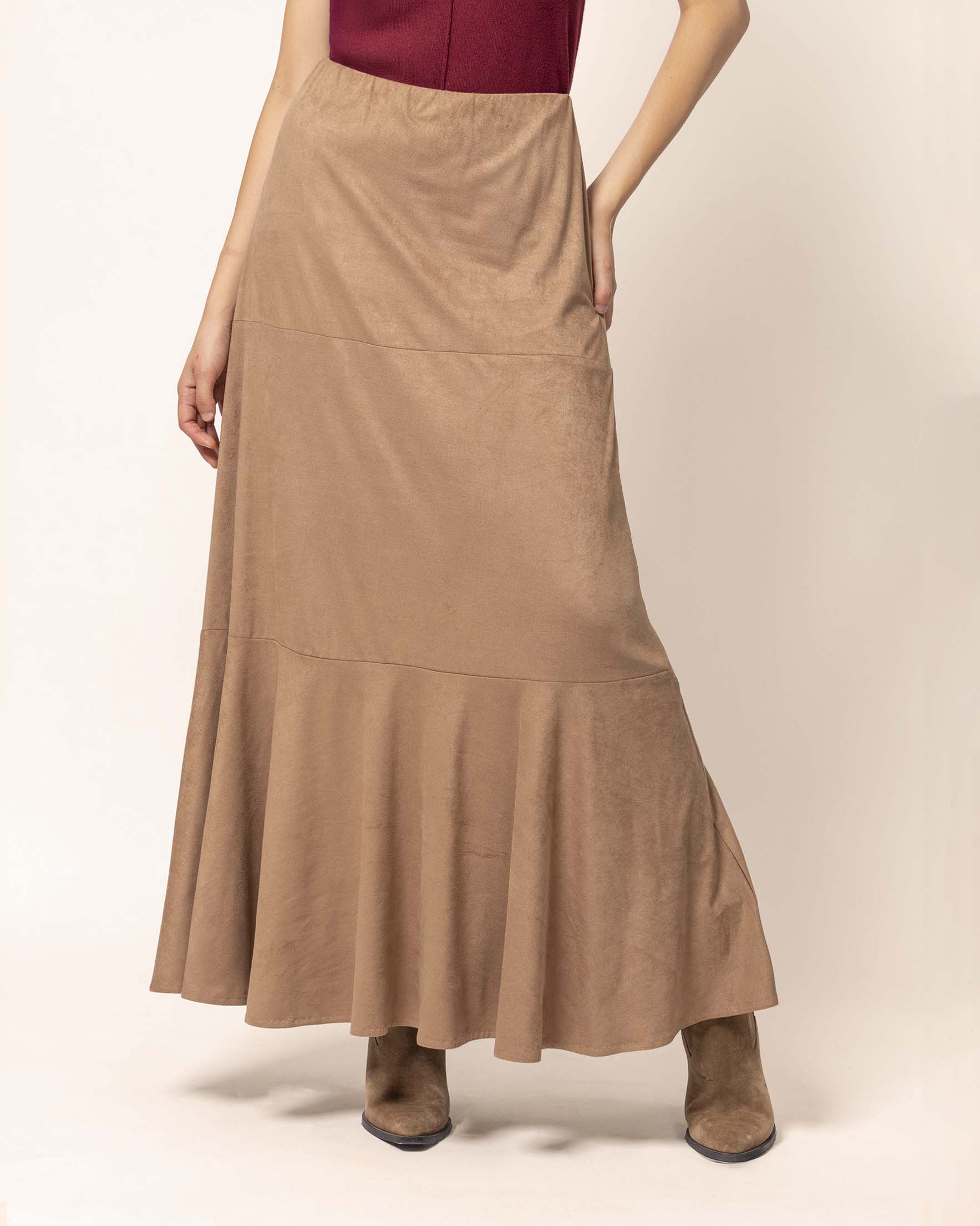 Falda maxi cortes efecto ante