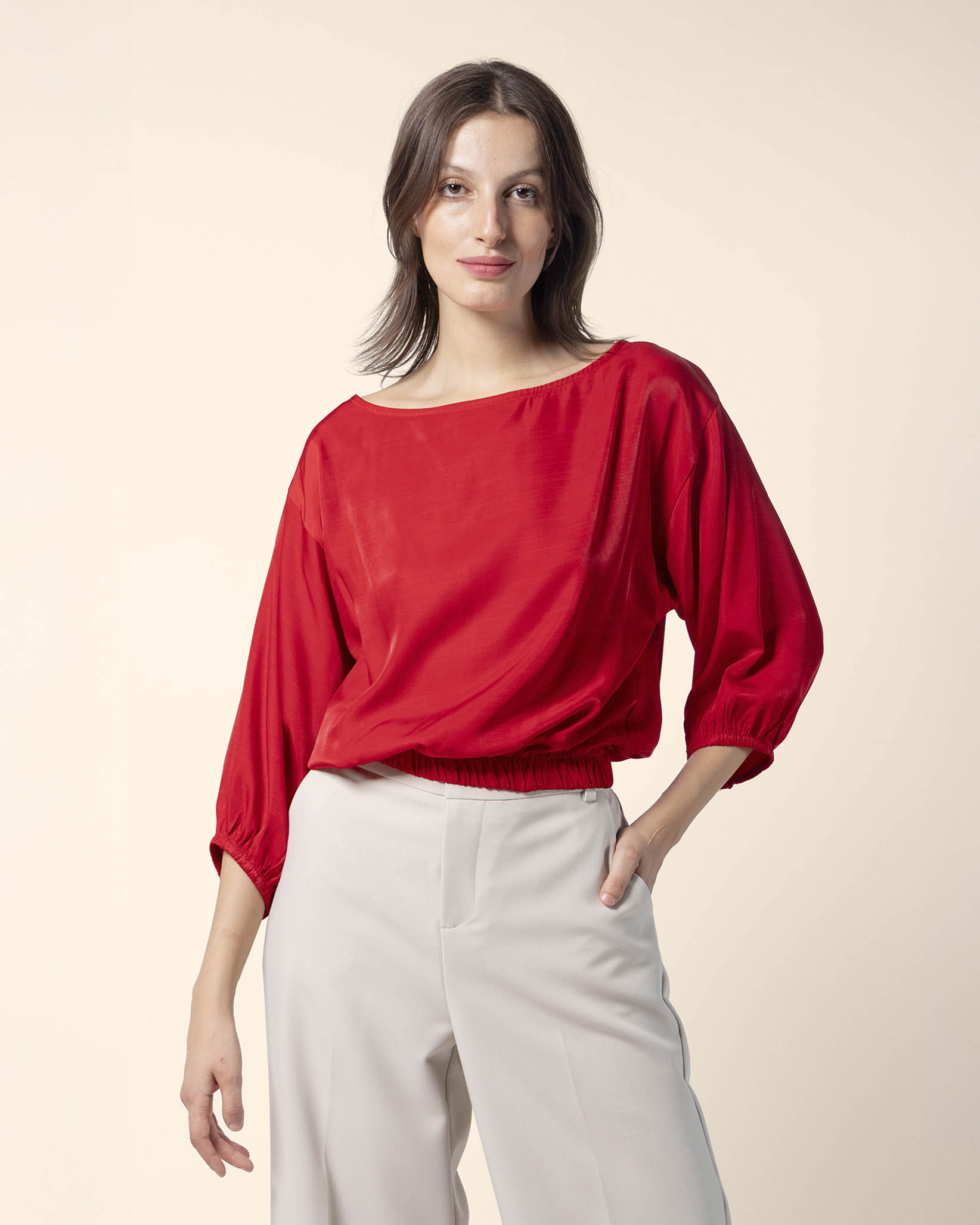 Blusa manga 3/4 elástico