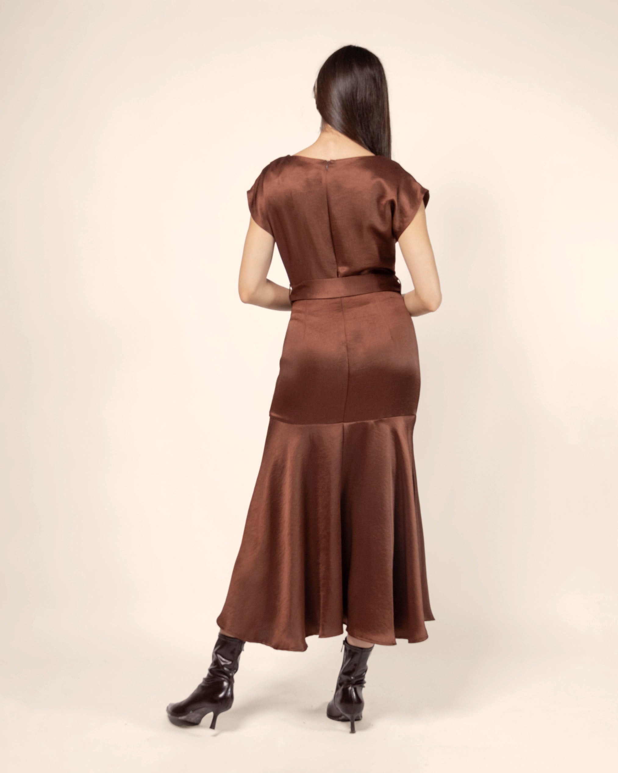 Vestido maxi manga corta corrida