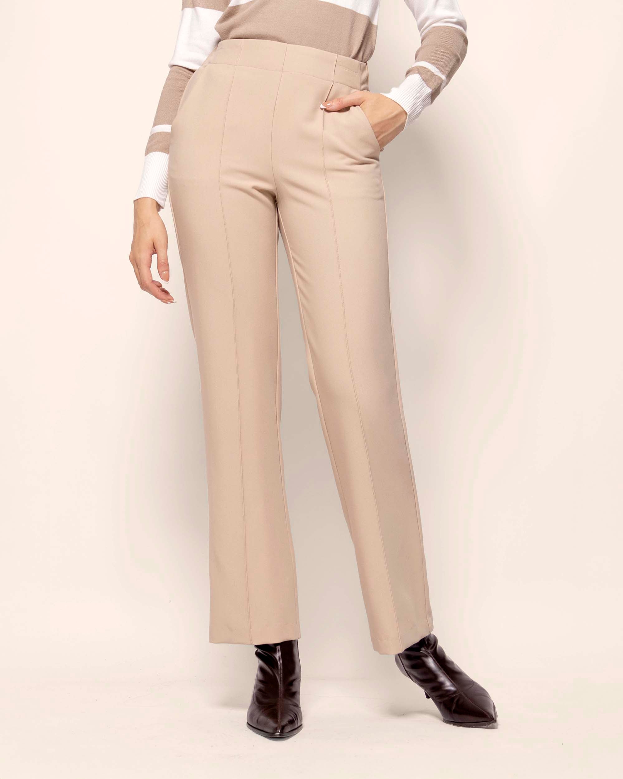 Pantalón pierna recta alforza