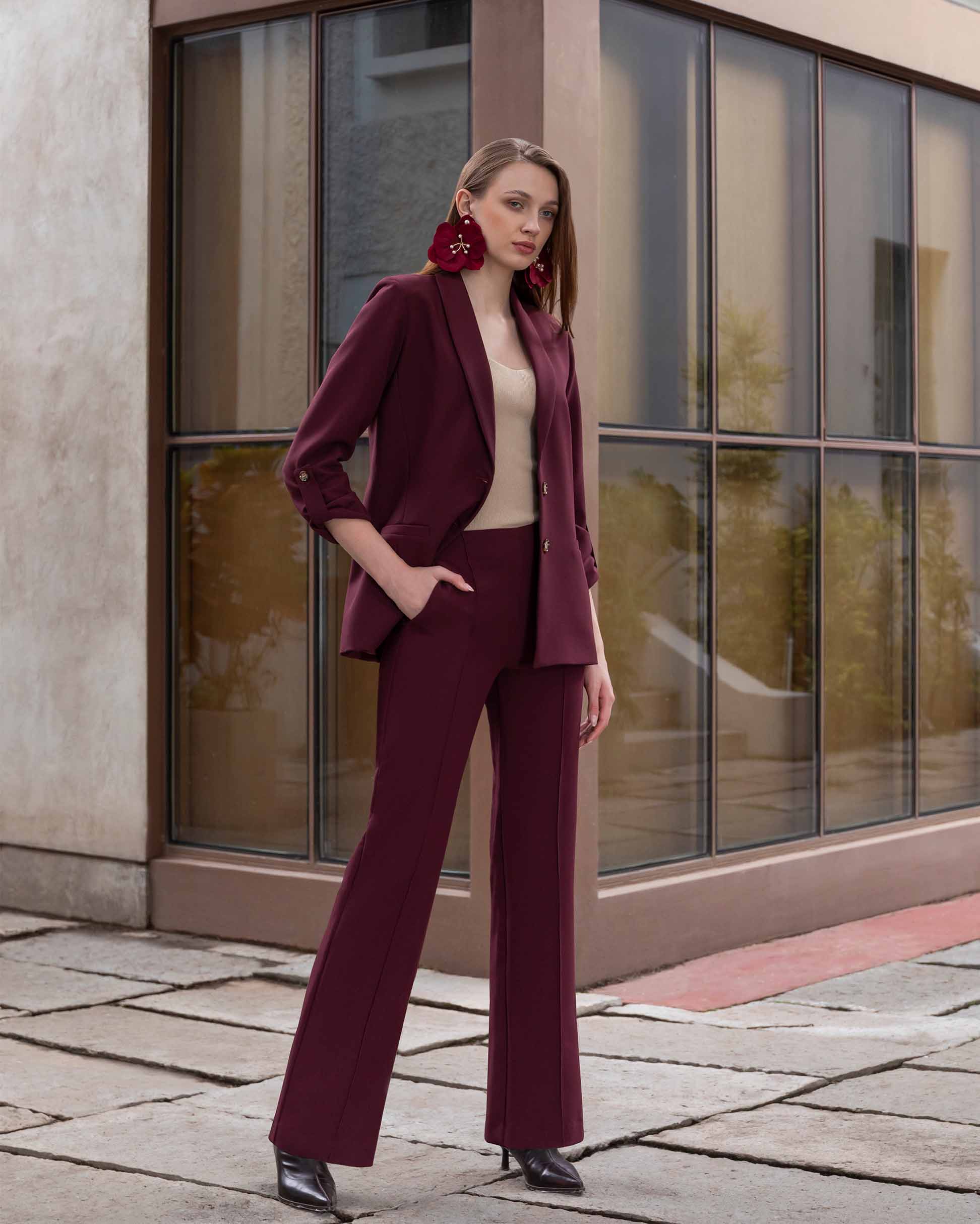 Pantalón pierna recta alforza